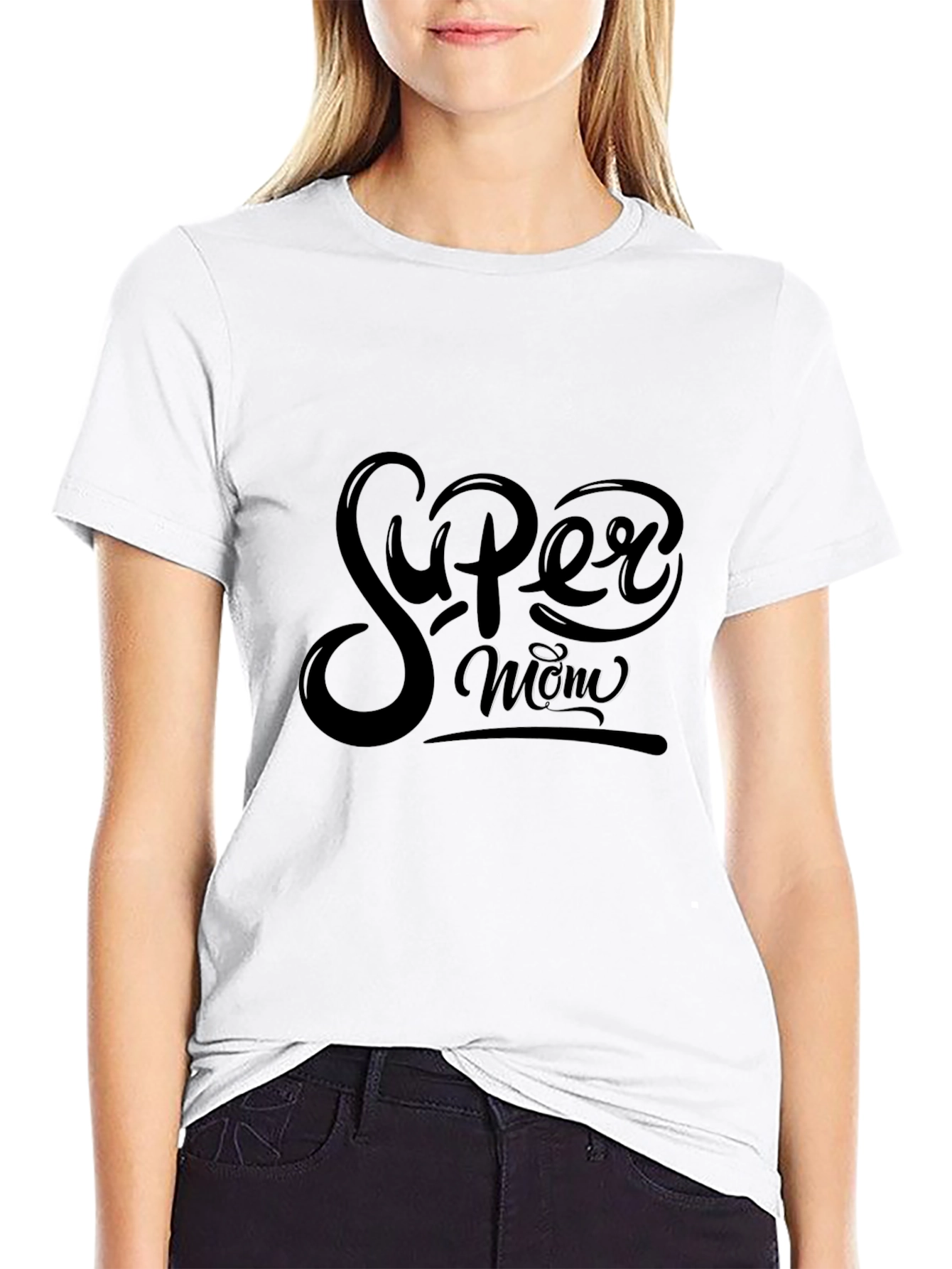 Super Mom Graphic Tee - Stylish Black T-Shirt