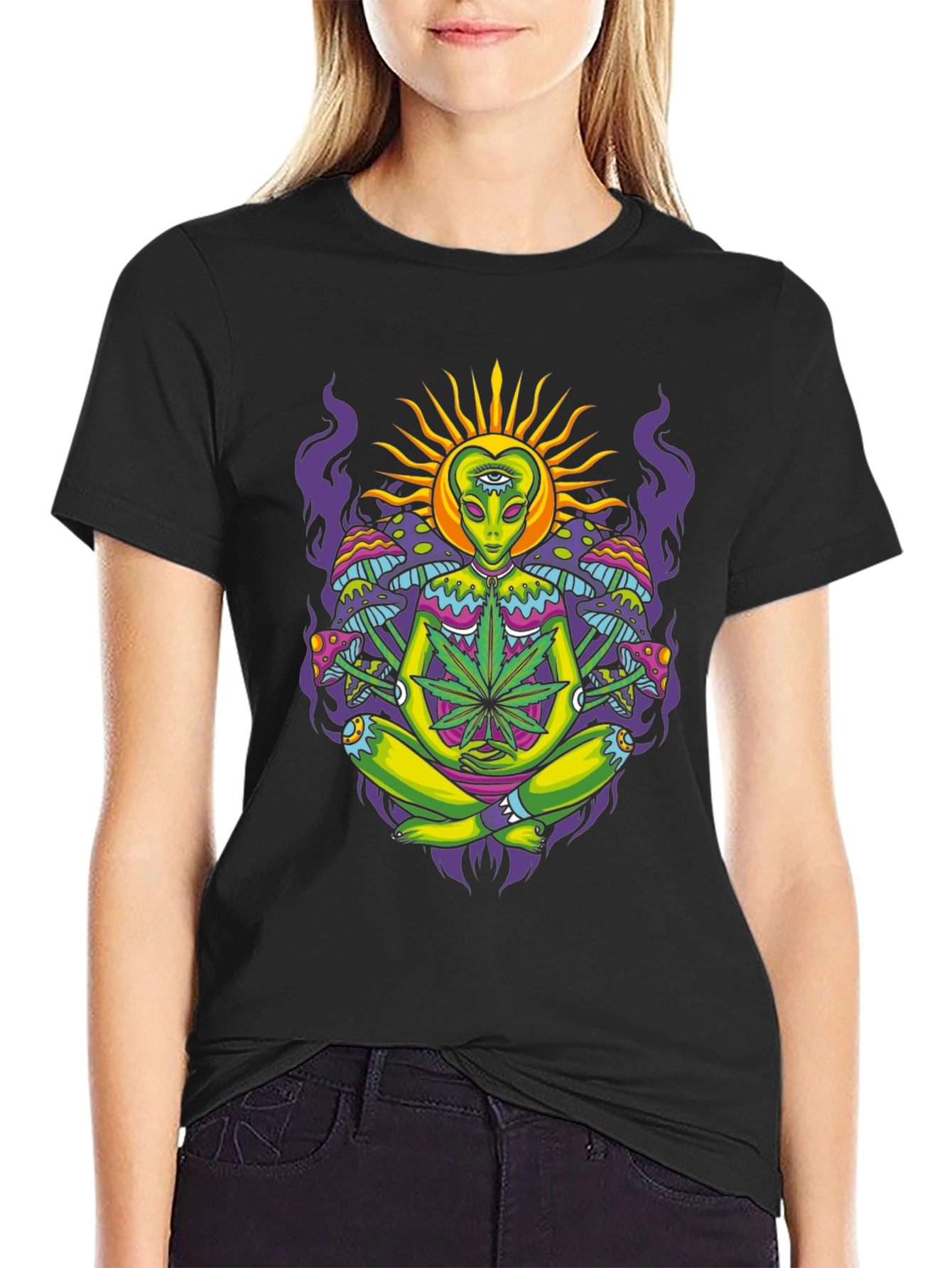 Psychedelic Alien Meditating T-Shirt