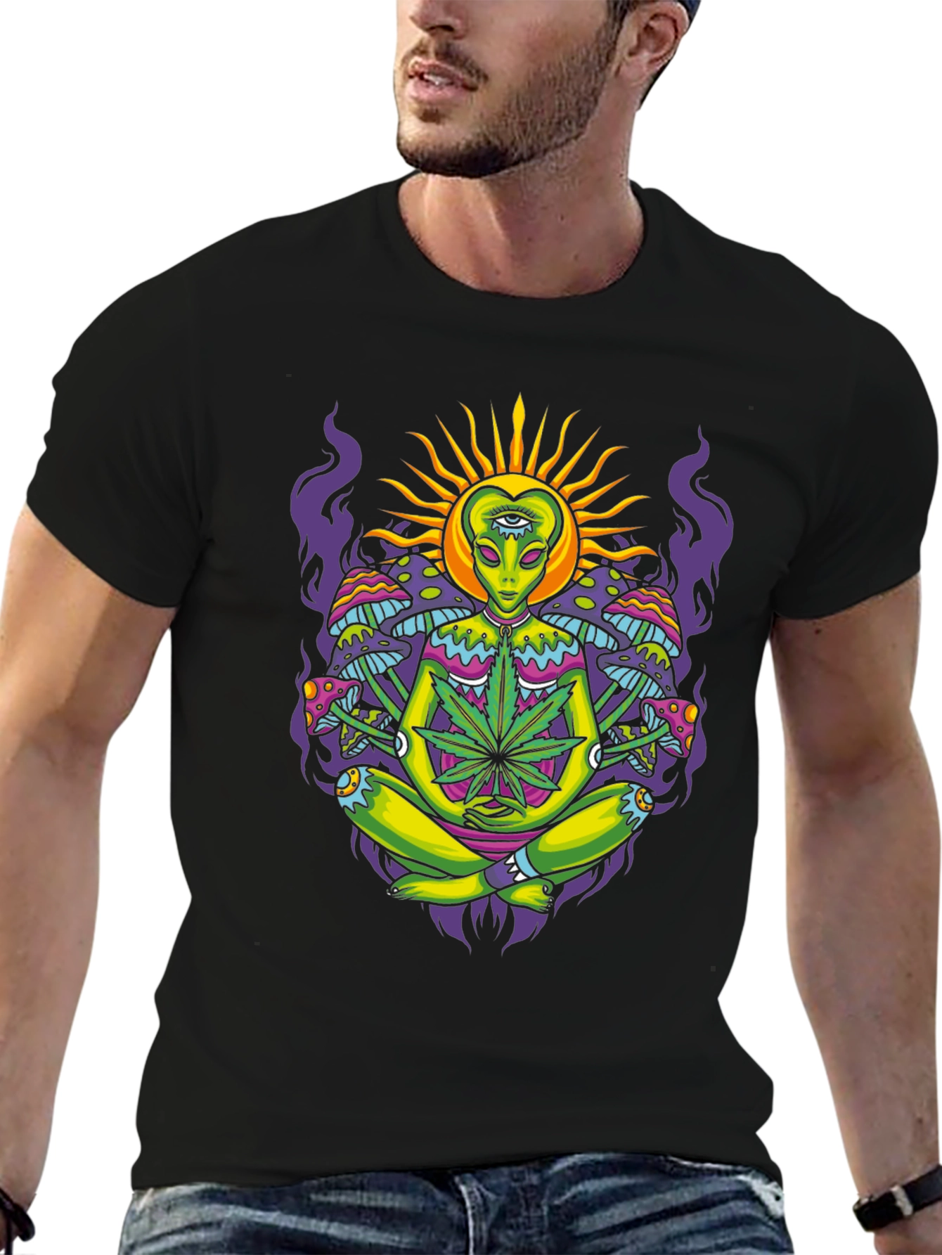 Psychedelic Alien Meditating T-Shirt
