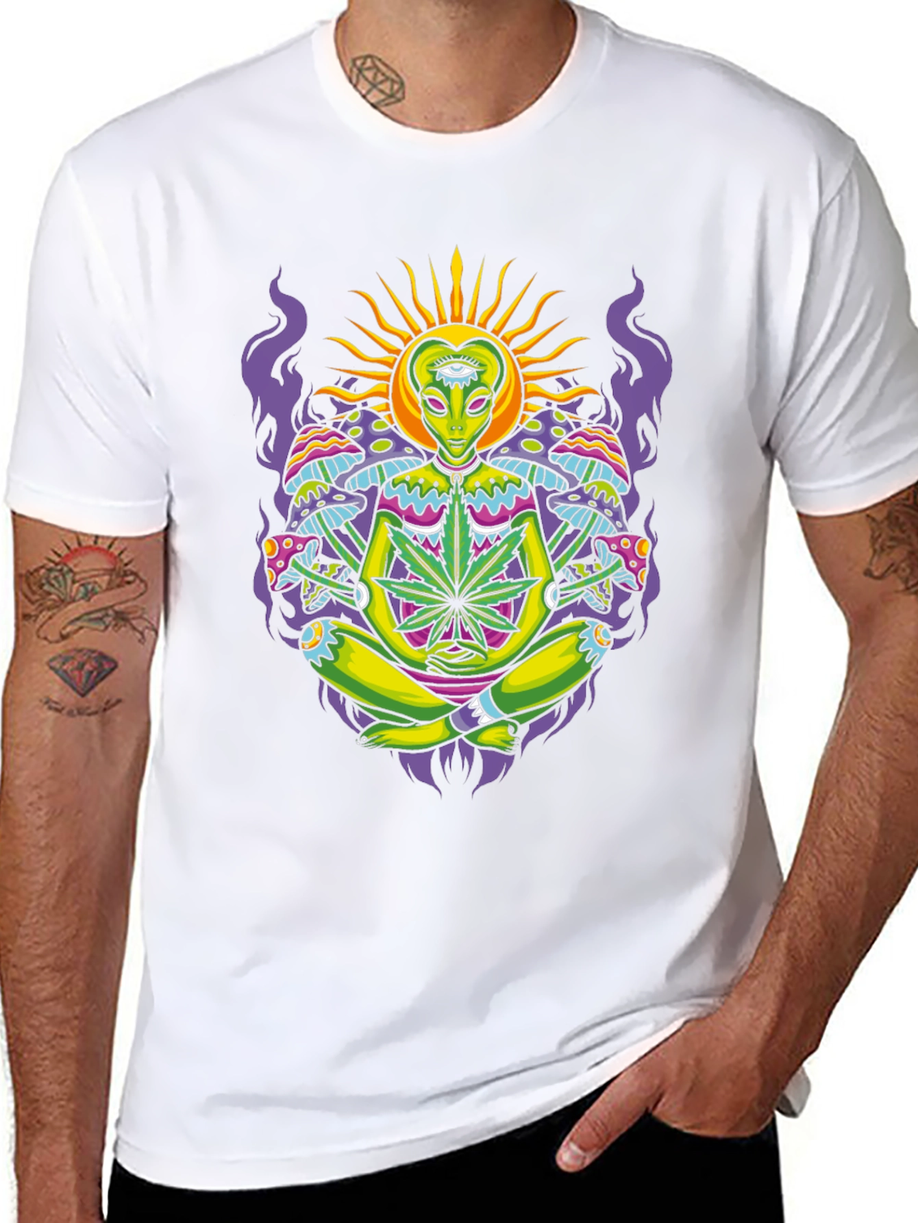 Psychedelic Alien Meditating T-Shirt