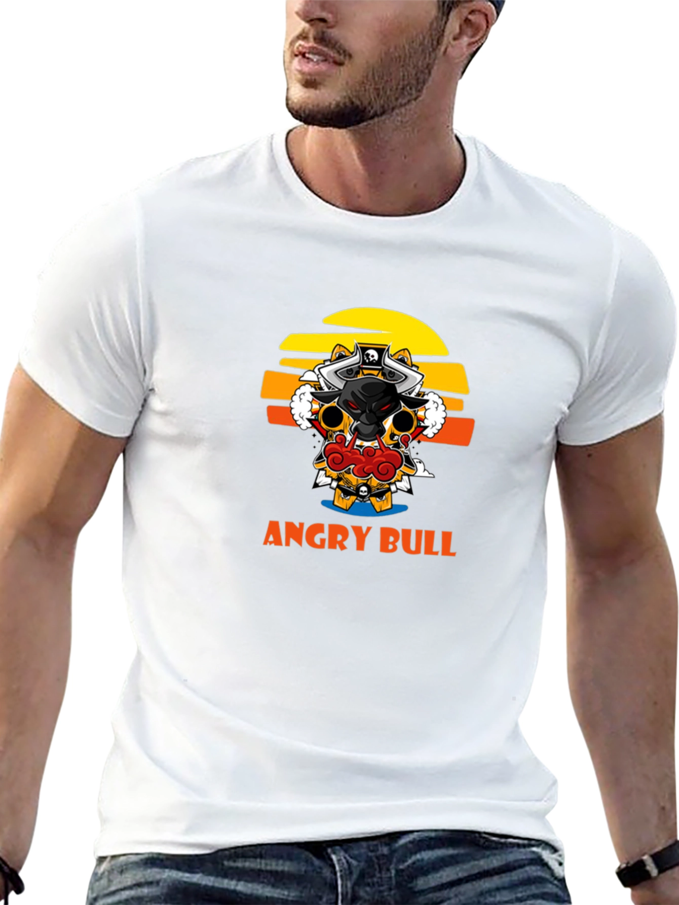 Angry Bull Graphic Tee - Black Cotton T-Shirt