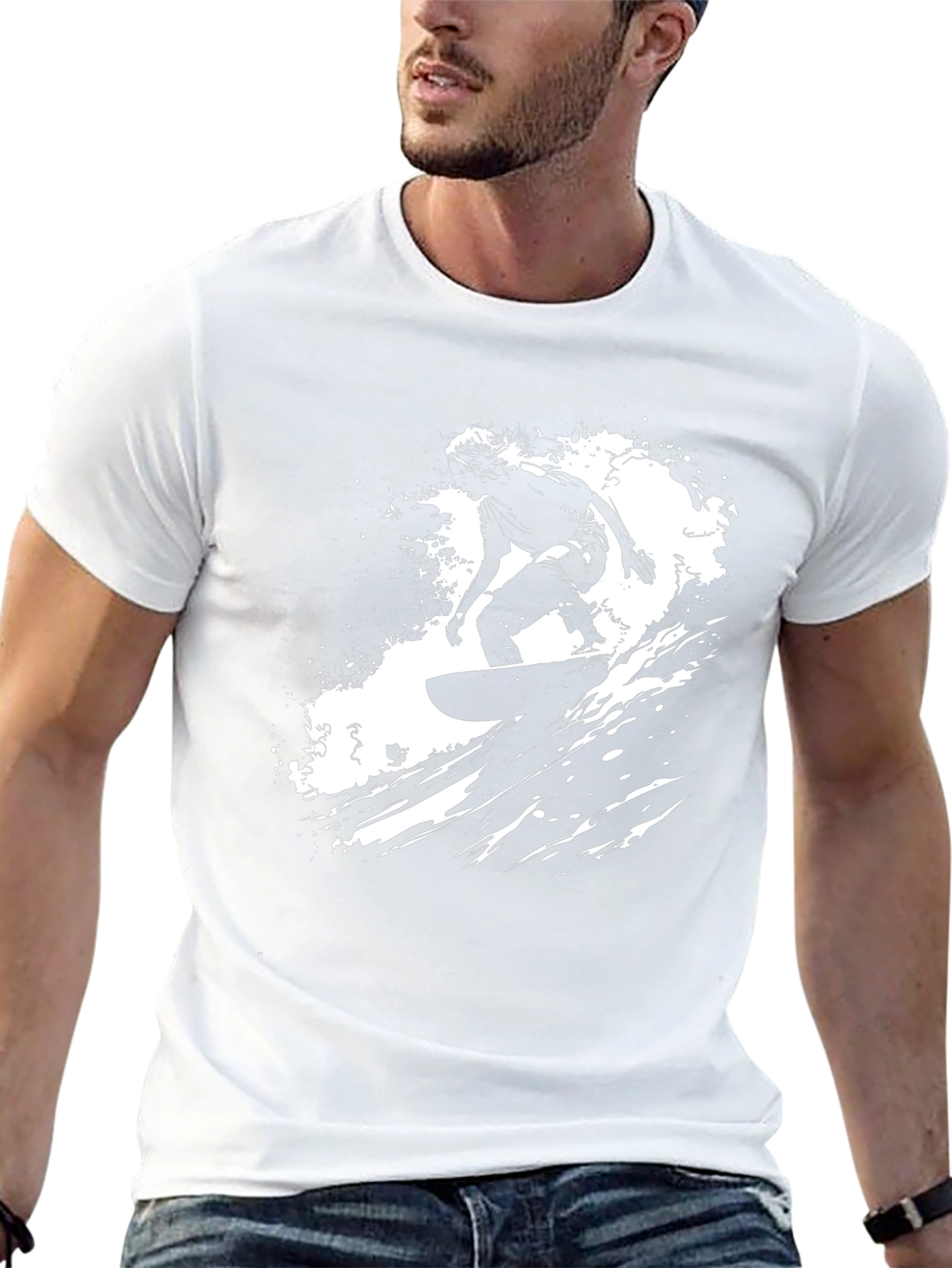 Surfer Graphic Print Black Tee