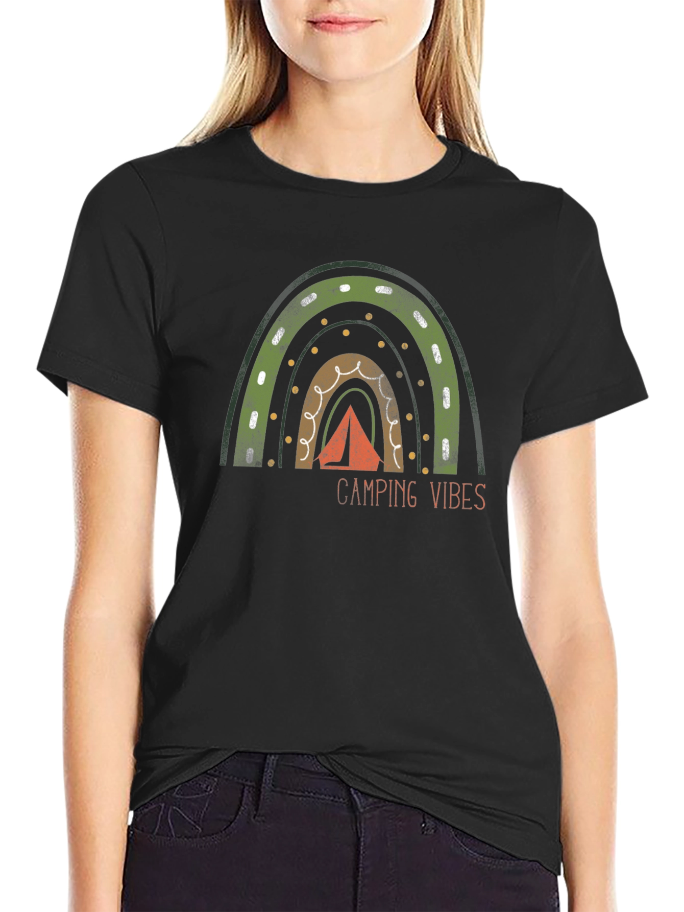 Camping Vibes Rainbow Graphic Tee