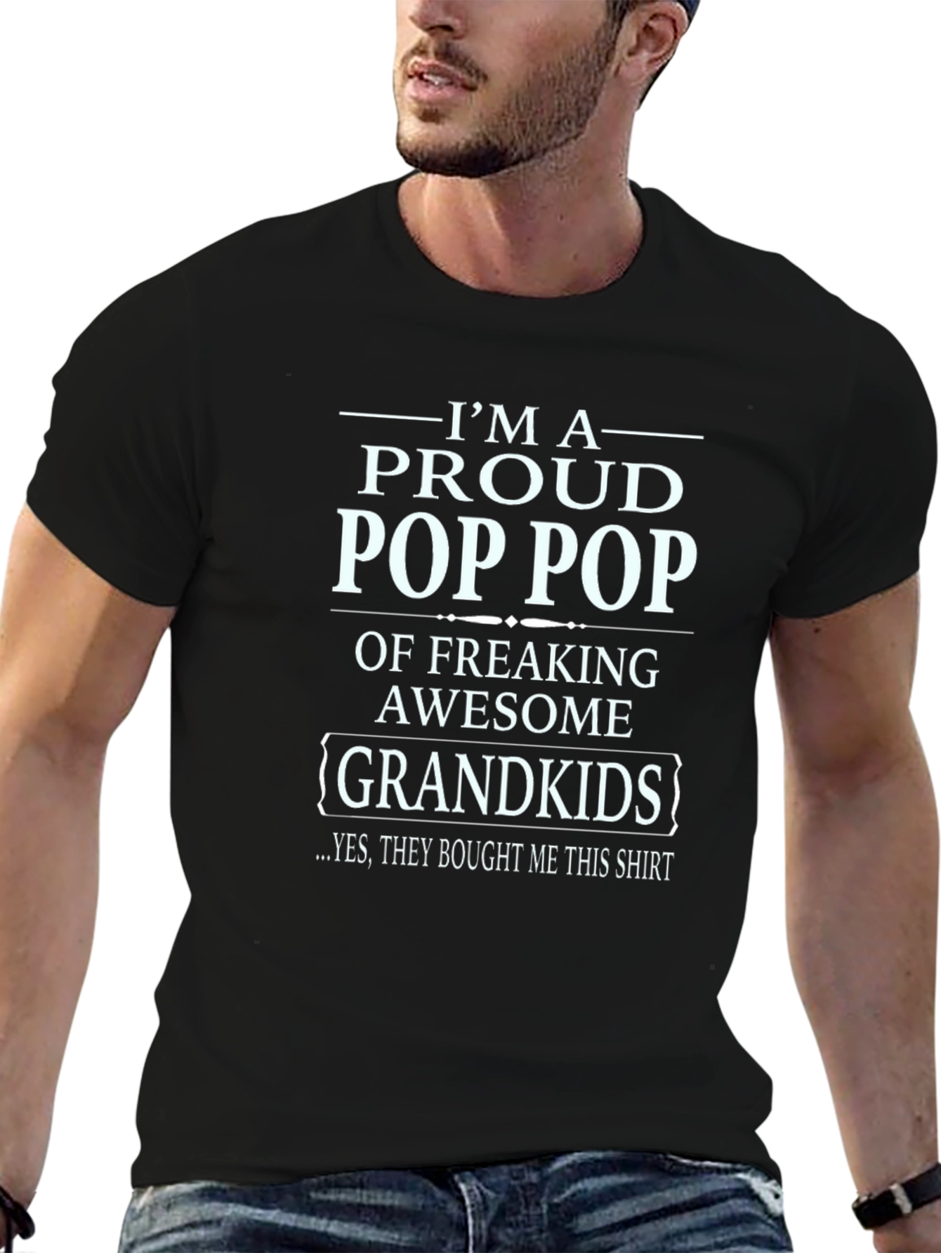 Proud Pop Pop T-Shirt Awesome Grandkids