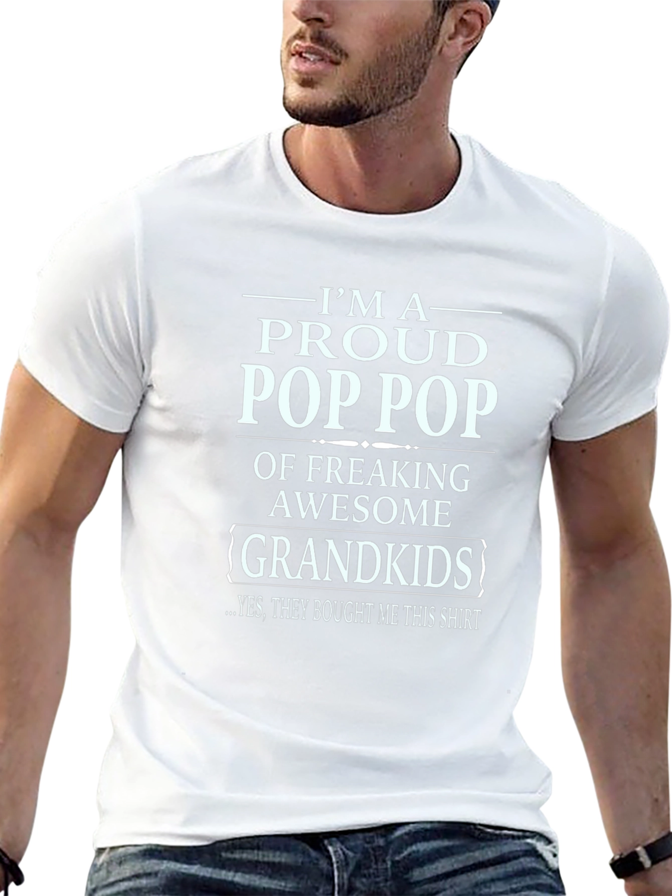 Proud Pop Pop T-Shirt Awesome Grandkids