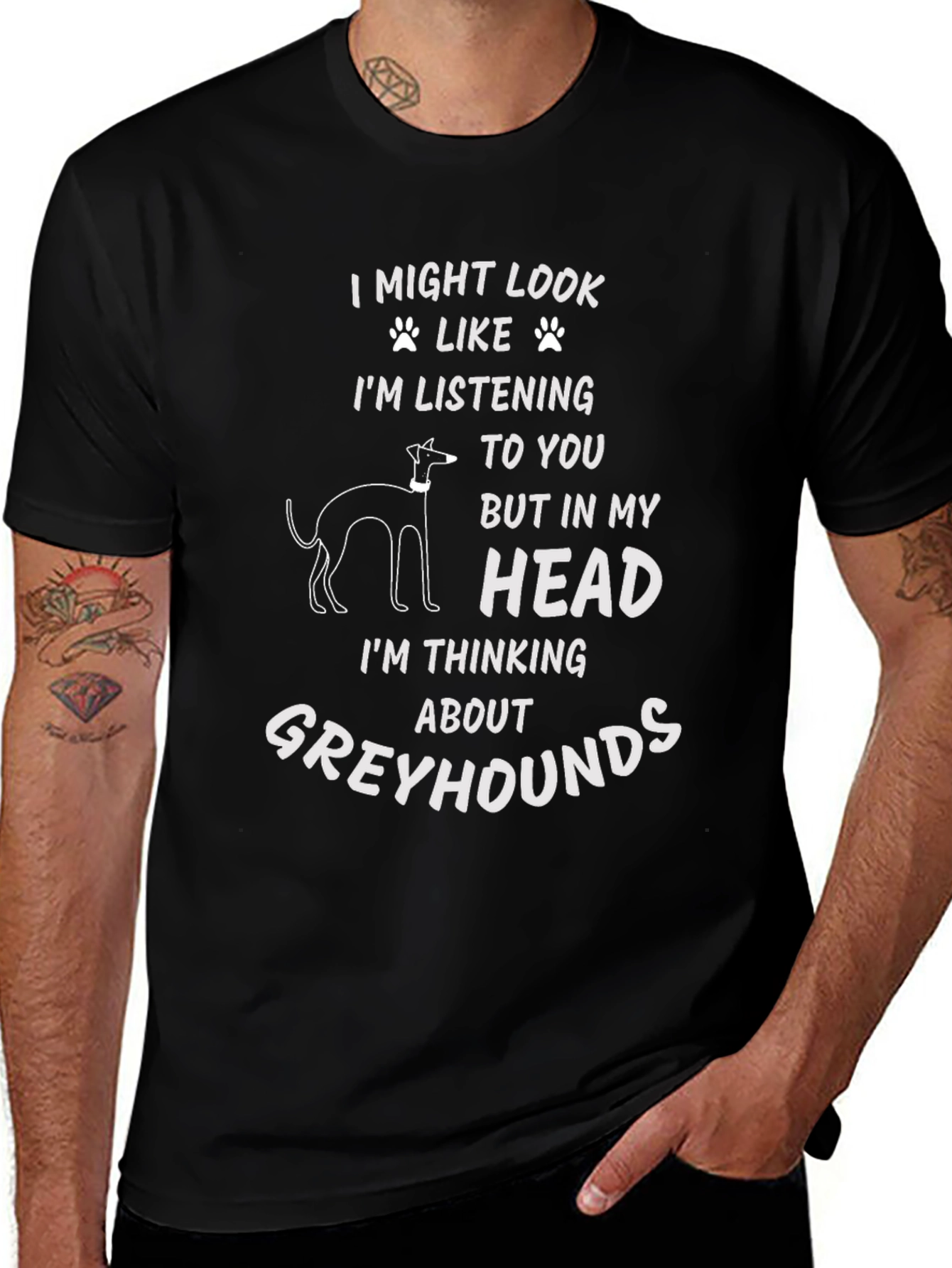 Greyhound Thinking T-Shirt - Funny Dog Lover Tee