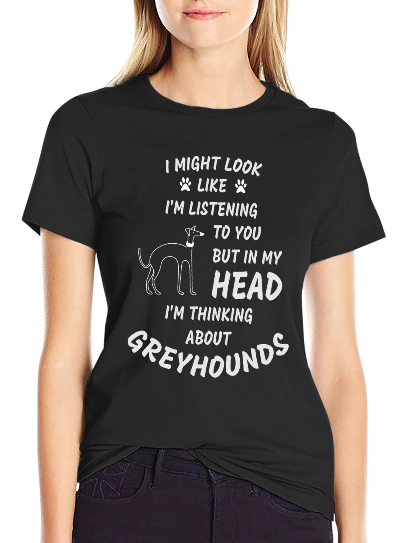 Greyhound Thinking T-Shirt - Funny Dog Lover Tee