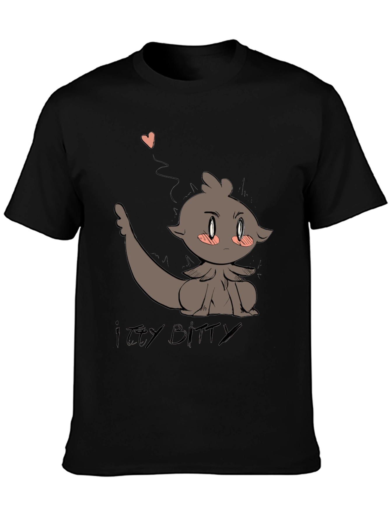 Cute Itty Bitty Cartoon Graphic Black T-Shirt