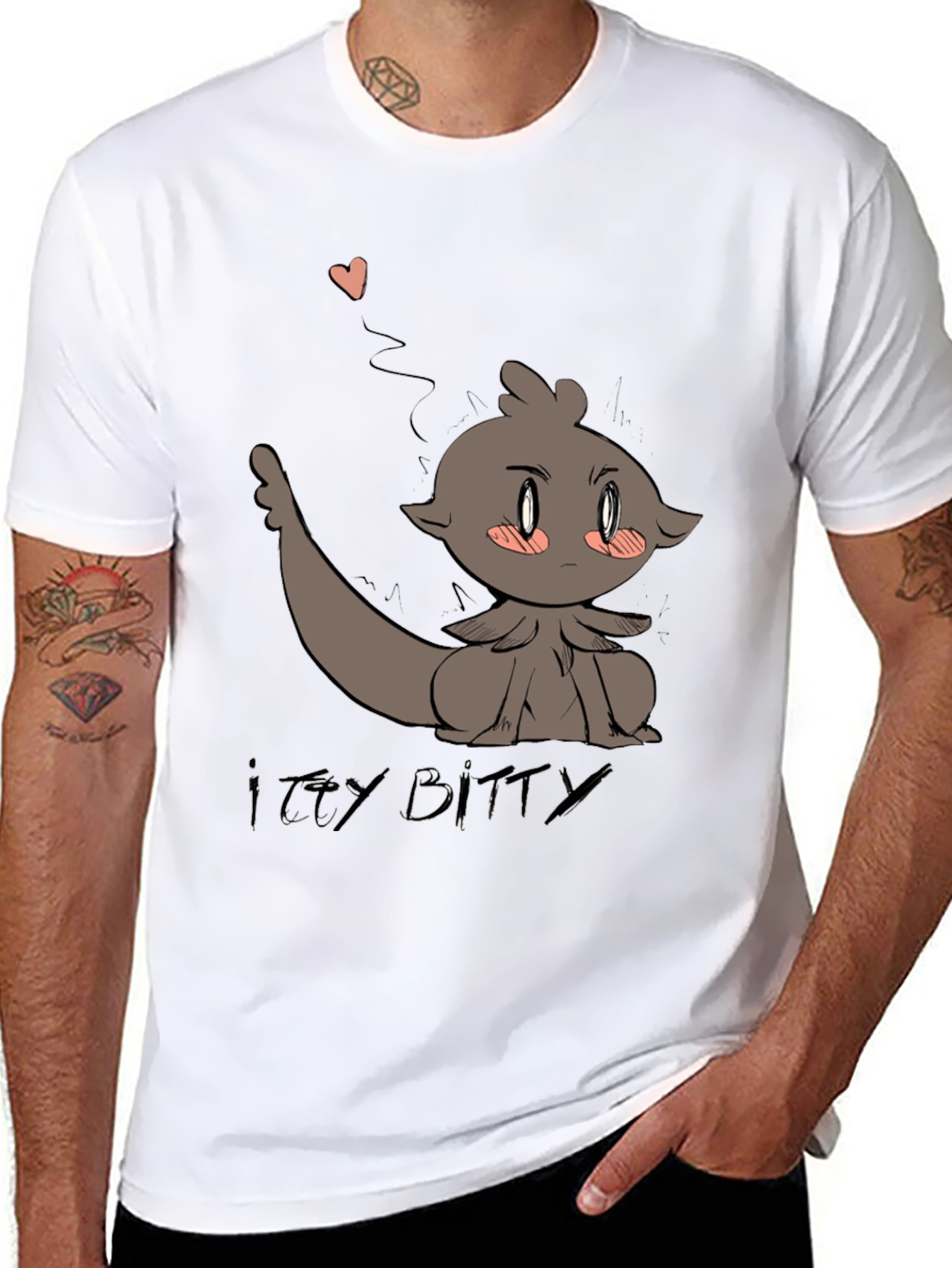 Cute Itty Bitty Cartoon Graphic Black T-Shirt