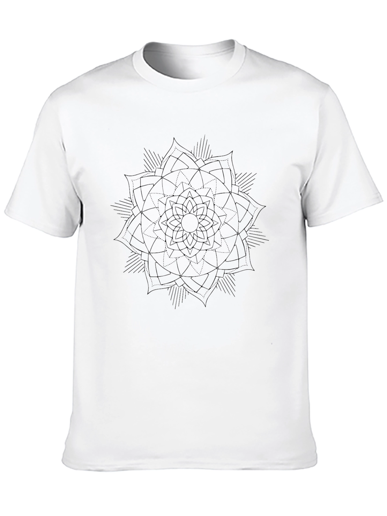Black Mandala Print Mens T-Shirt