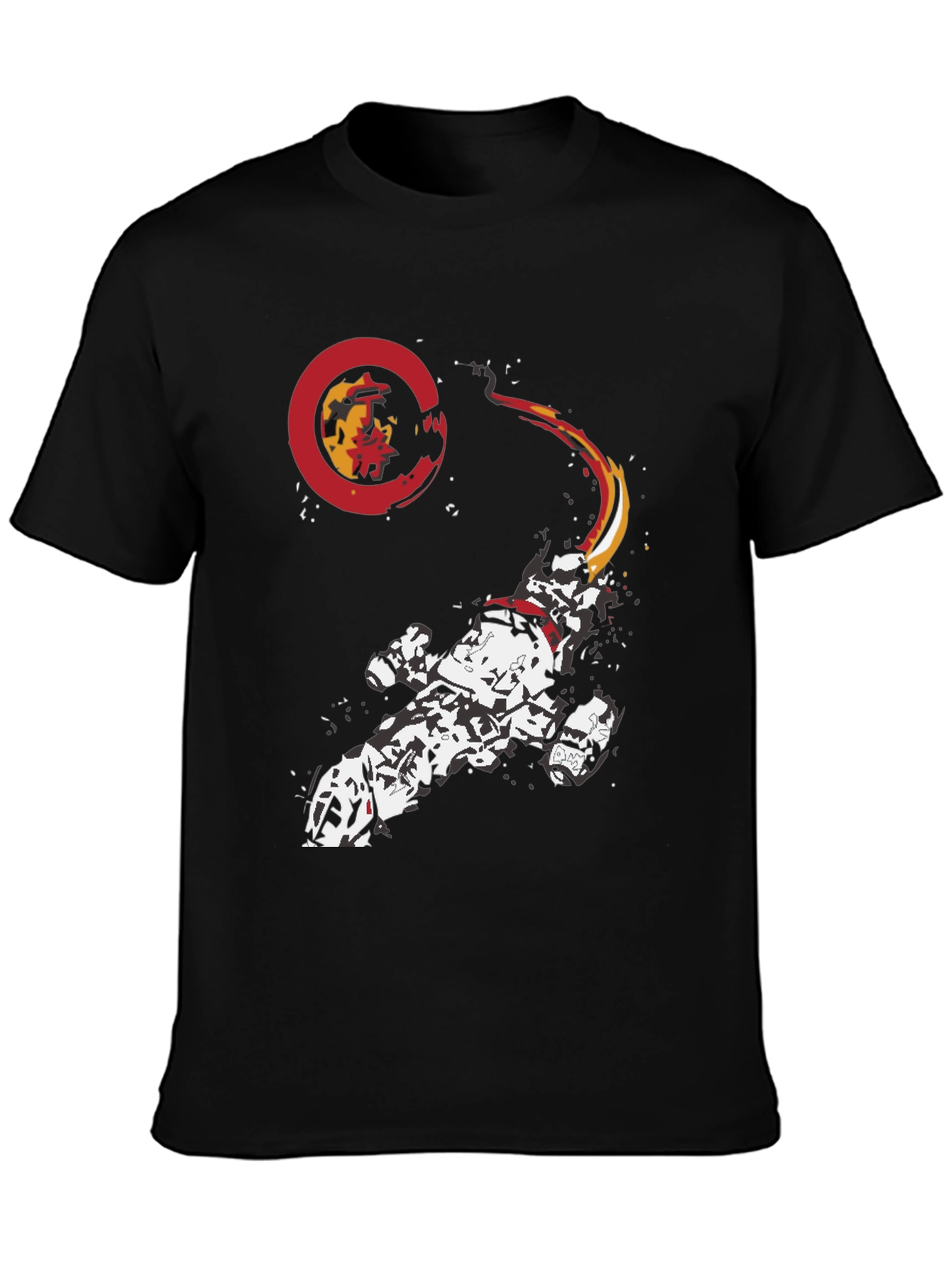 Sci-Fi Spacecraft Graphic Print Black T-Shirt