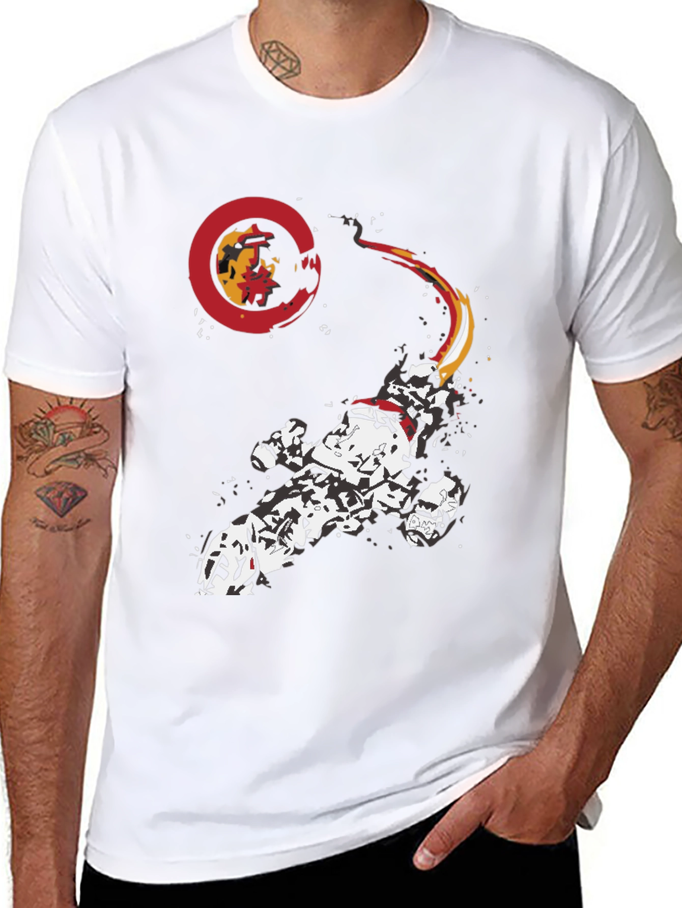 Sci-Fi Spacecraft Graphic Print Black T-Shirt