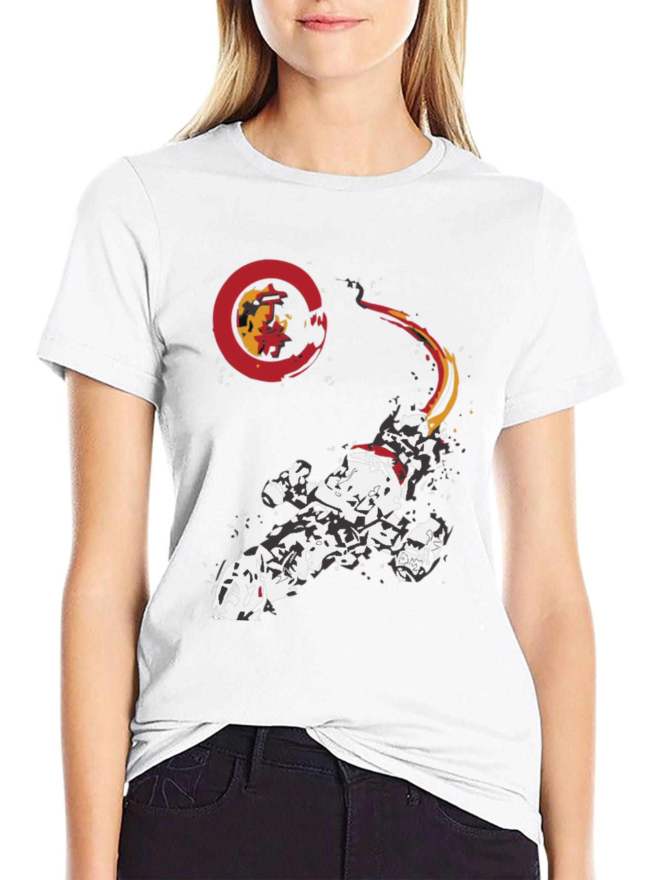 Sci-Fi Spacecraft Graphic Print Black T-Shirt