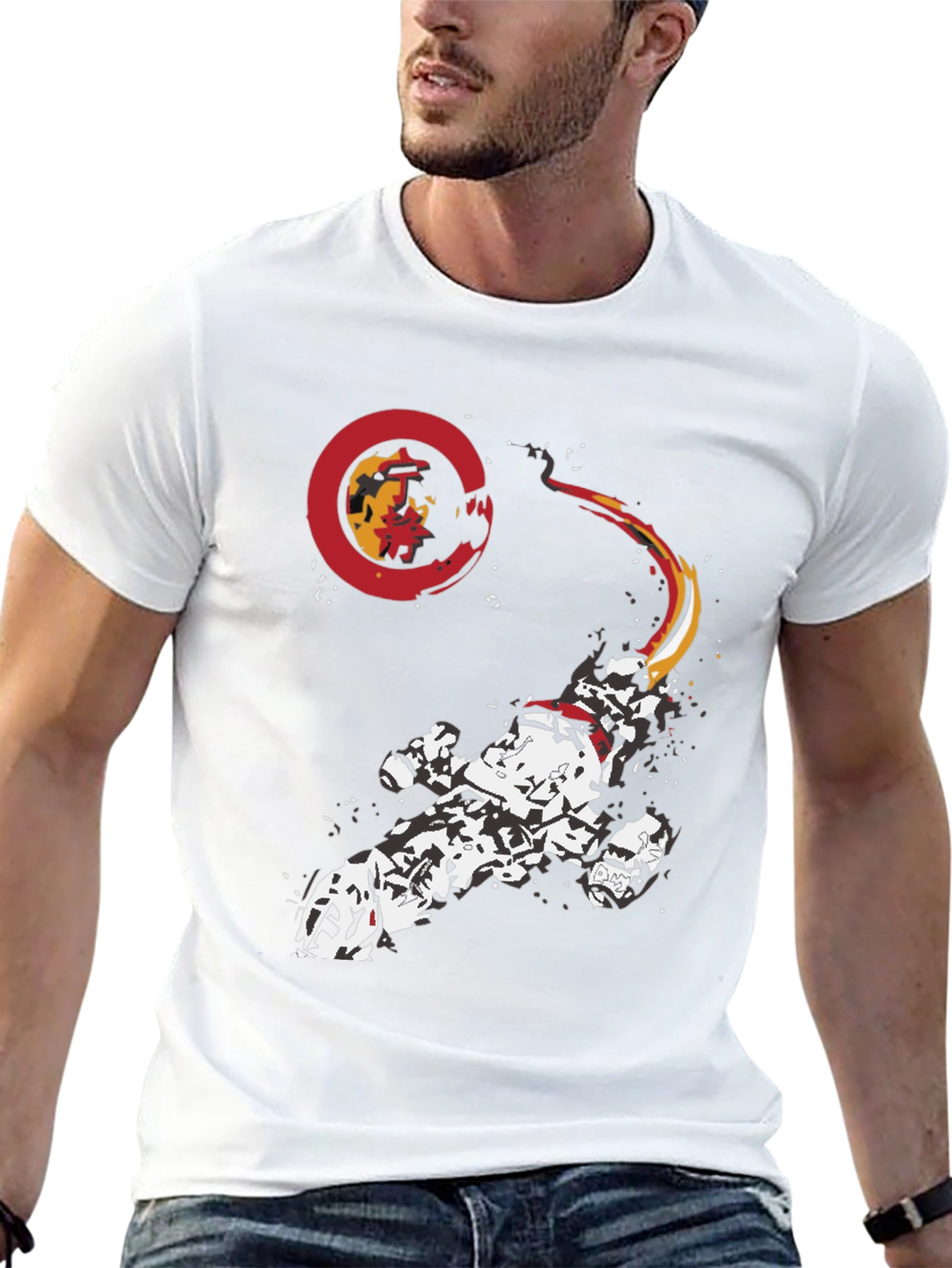 Sci-Fi Spacecraft Graphic Print Black T-Shirt