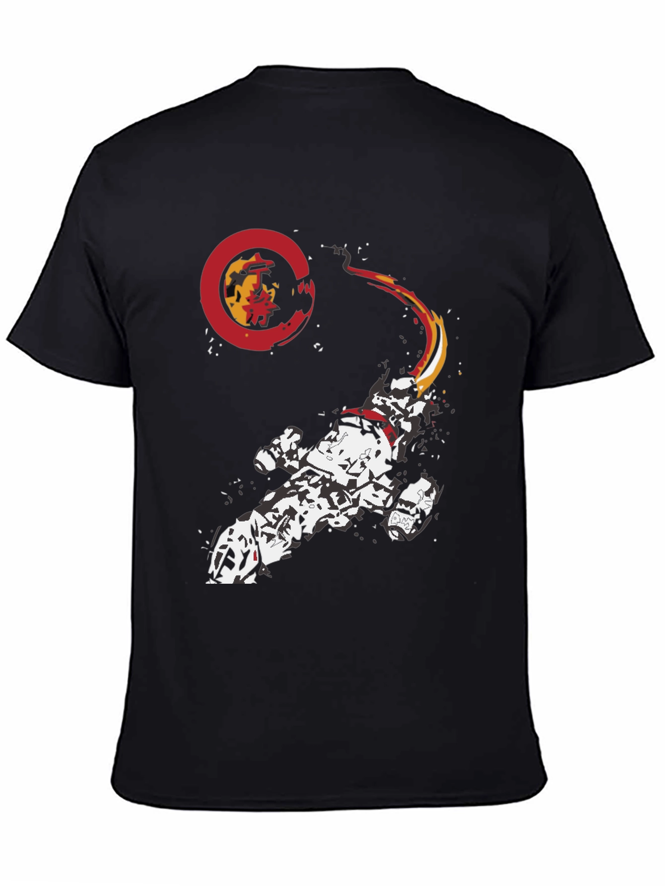 Sci-Fi Spacecraft Graphic Print Black T-Shirt