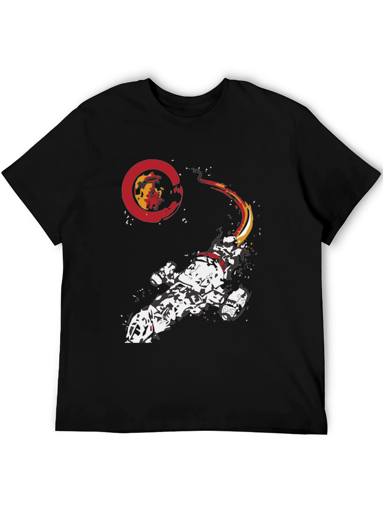 Sci-Fi Spacecraft Graphic Print Black T-Shirt