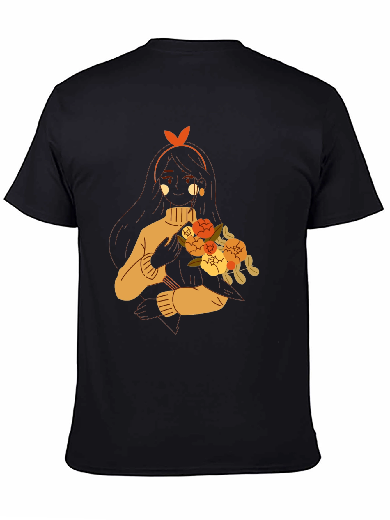 Floral Girl Graphic Tee - Trendy Casual Wear