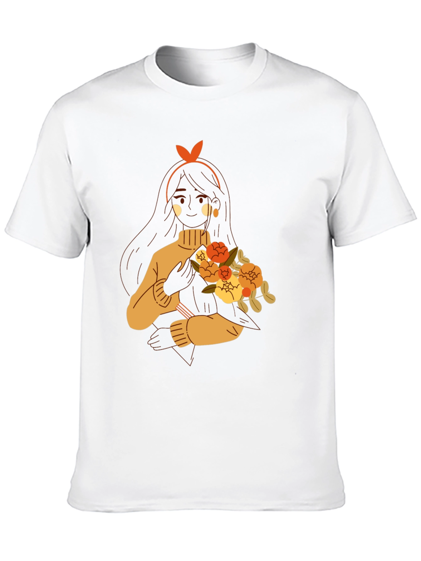 Floral Girl Graphic Tee - Trendy Casual Wear