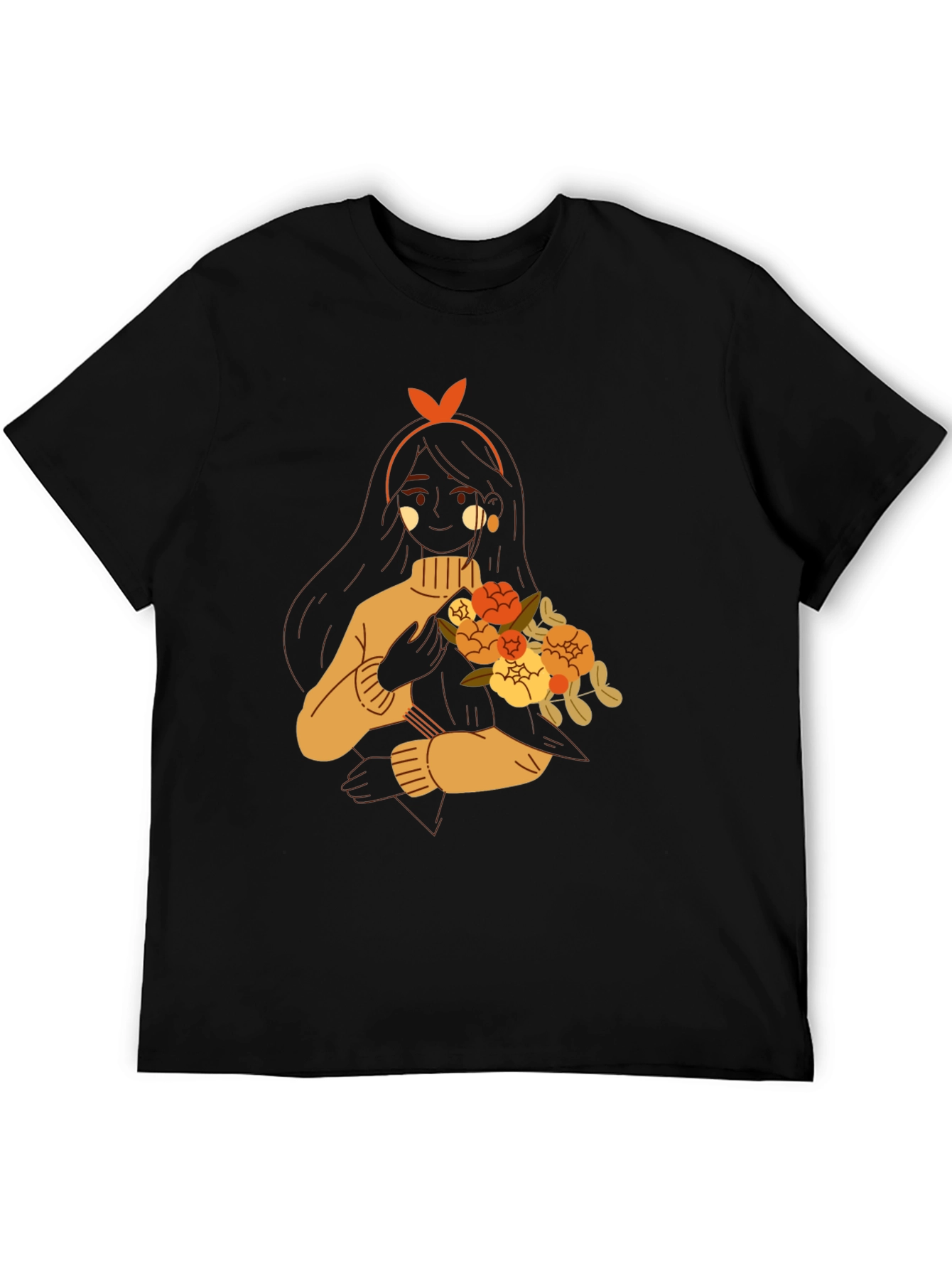 Floral Girl Graphic Tee - Trendy Casual Wear
