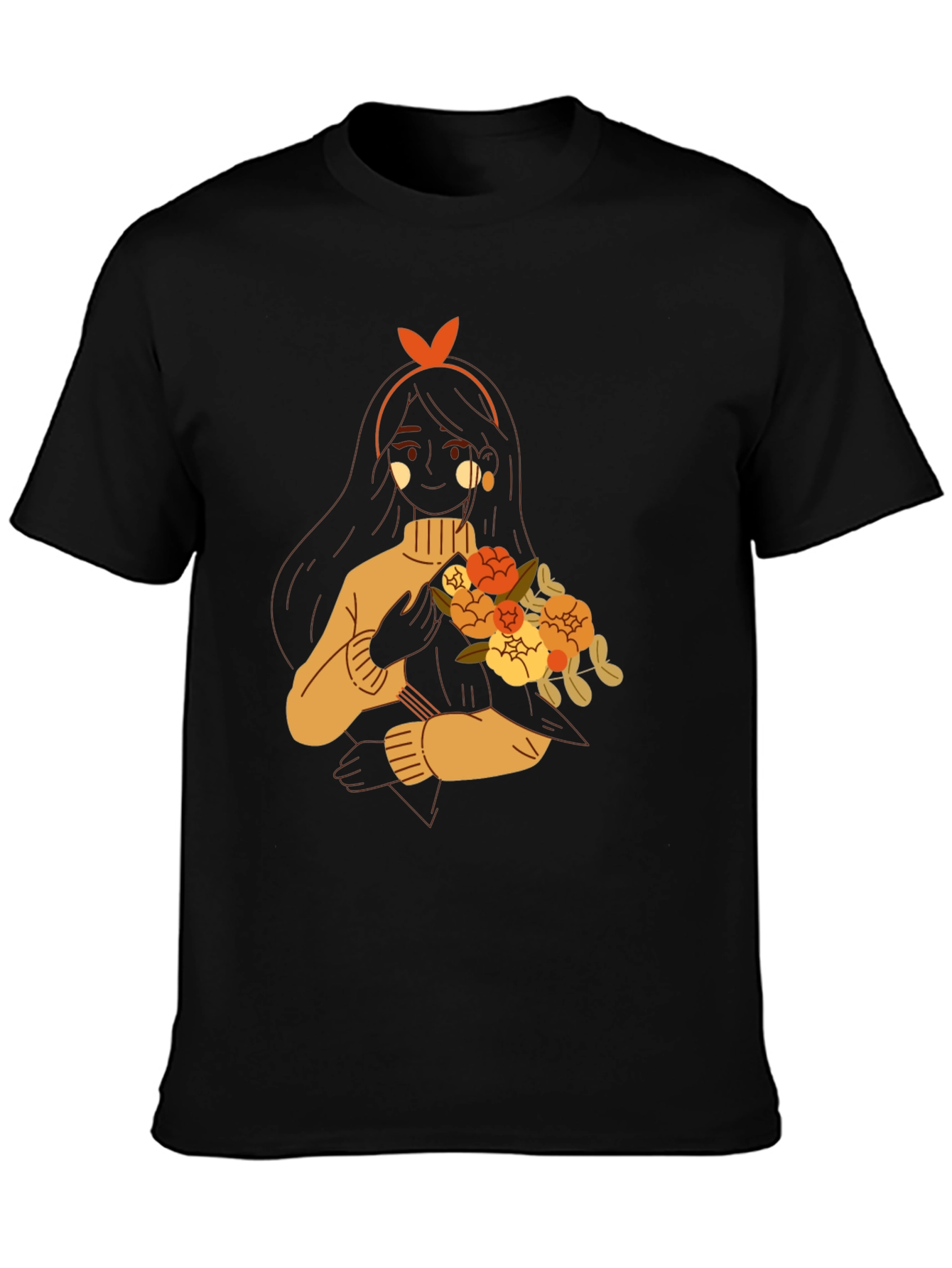 Floral Girl Graphic Tee - Trendy Casual Wear