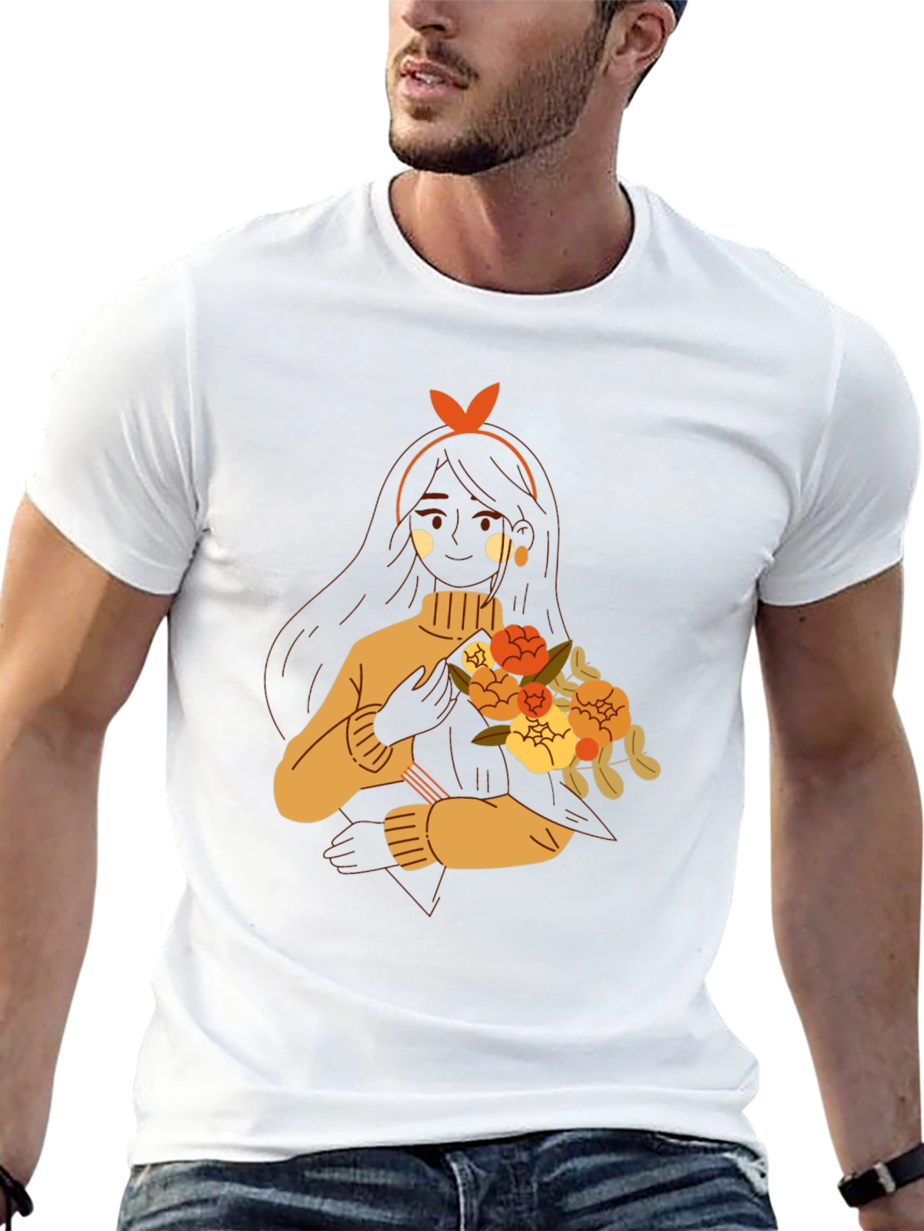 Floral Girl Graphic Tee - Trendy Casual Wear
