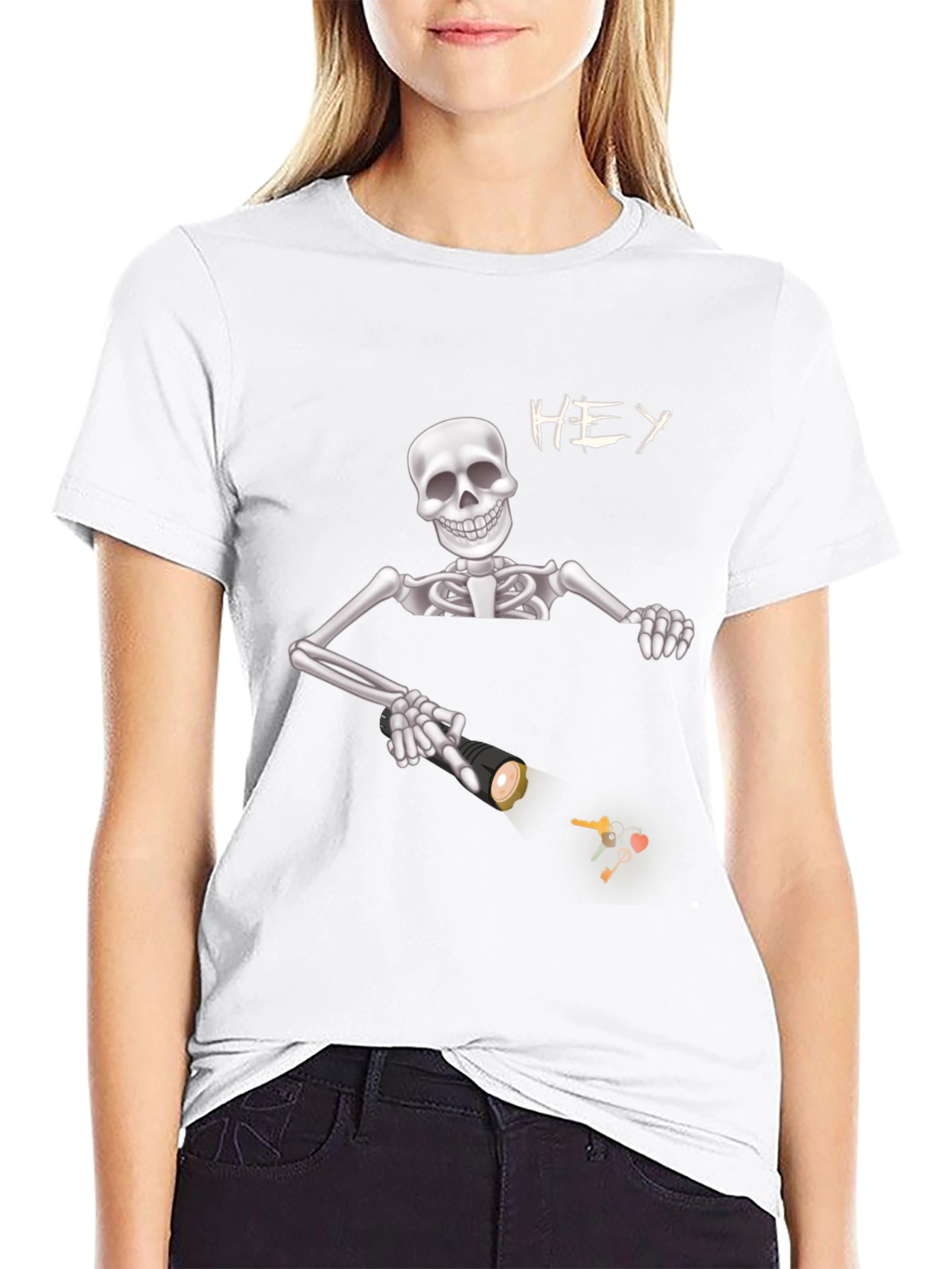 Skeleton Flashlight Graphic Tee - Spooky Style