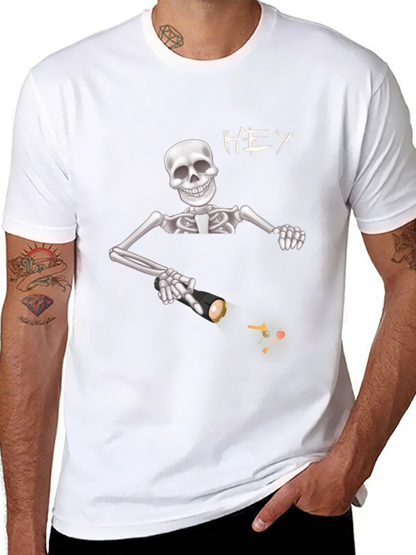 Skeleton Flashlight Graphic Tee - Spooky Style