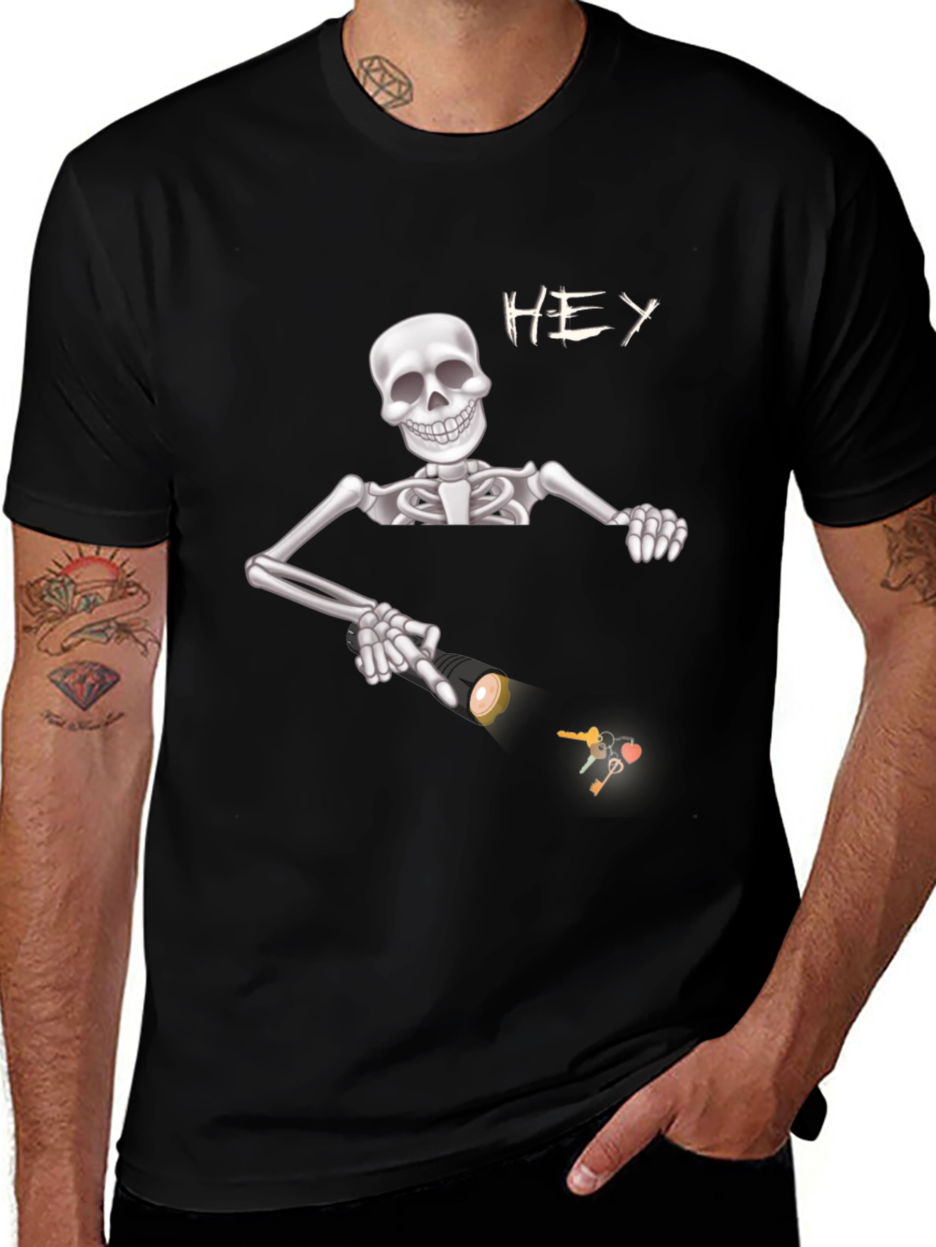 Skeleton Flashlight Graphic Tee - Spooky Style