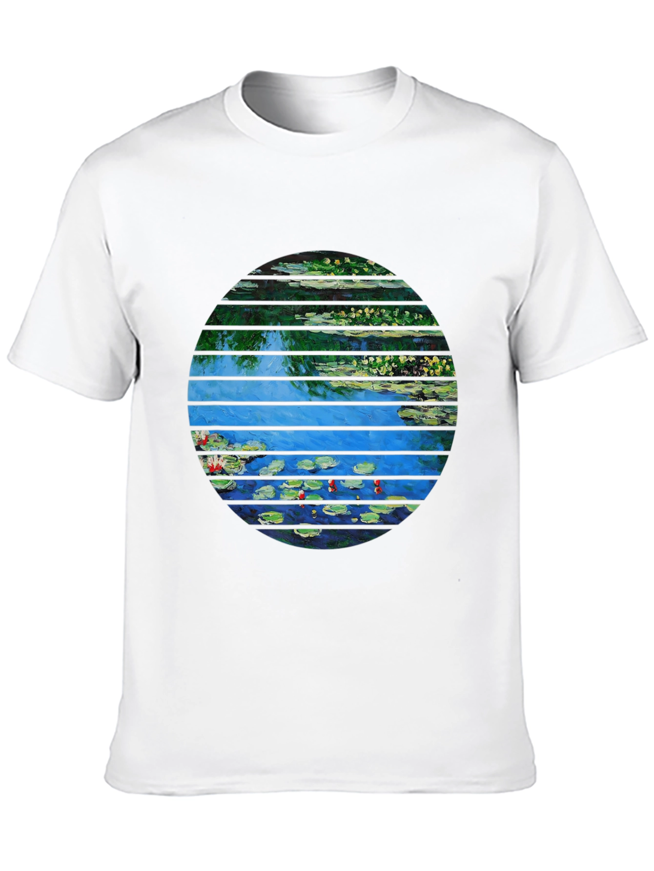 Monet Water Lilies Graphic Tee - Artistic Black T-Shirt