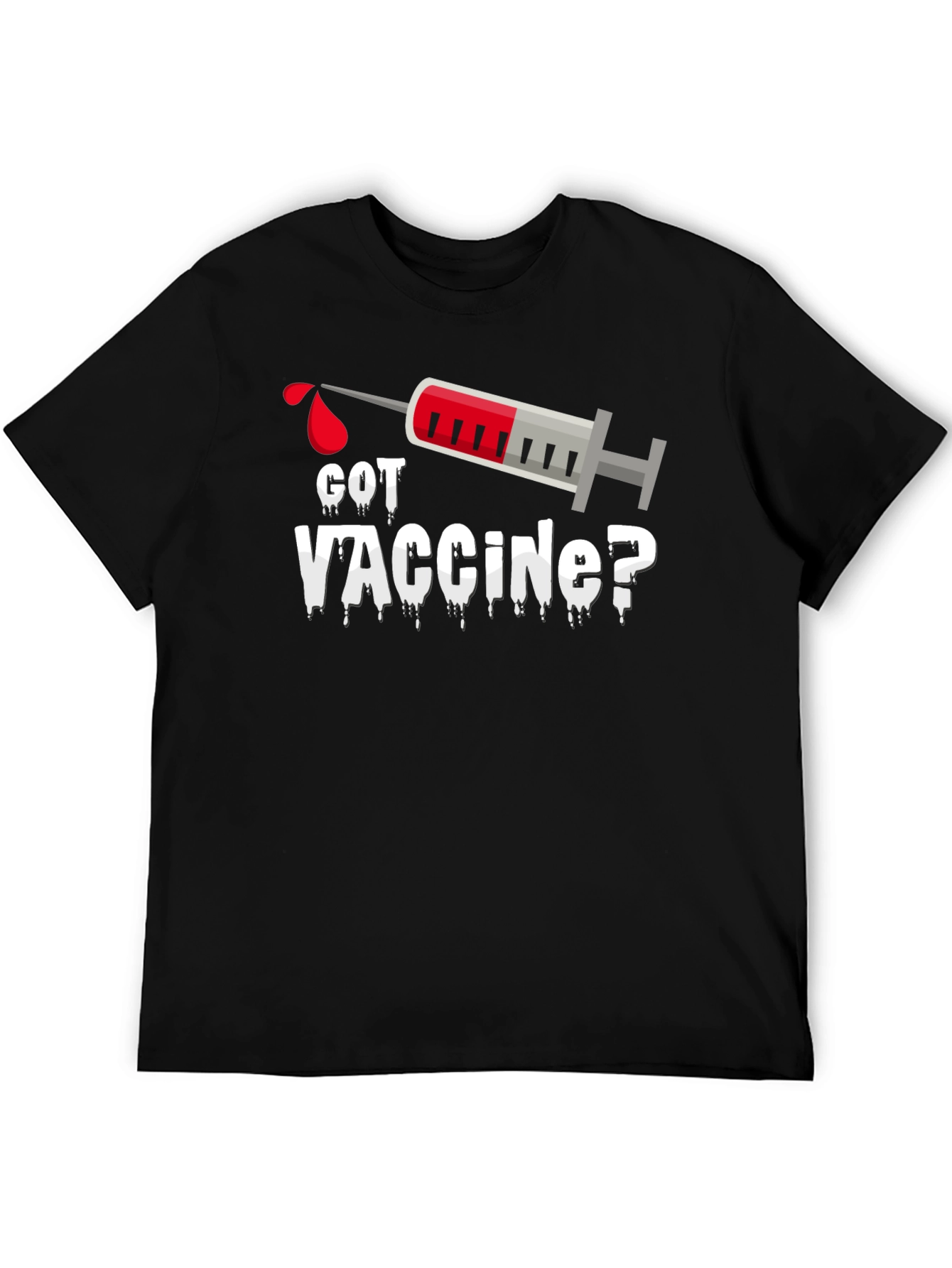 Got Vaccine? Black T-Shirt with Syringe Design