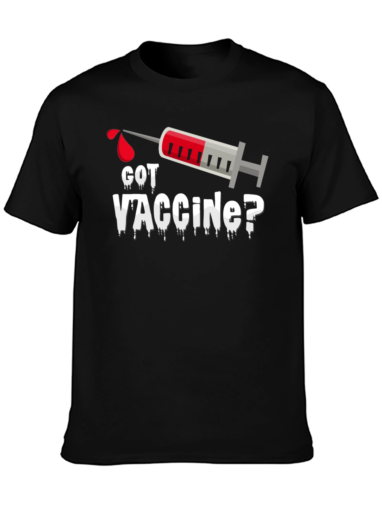 Got Vaccine? Black T-Shirt with Syringe Design