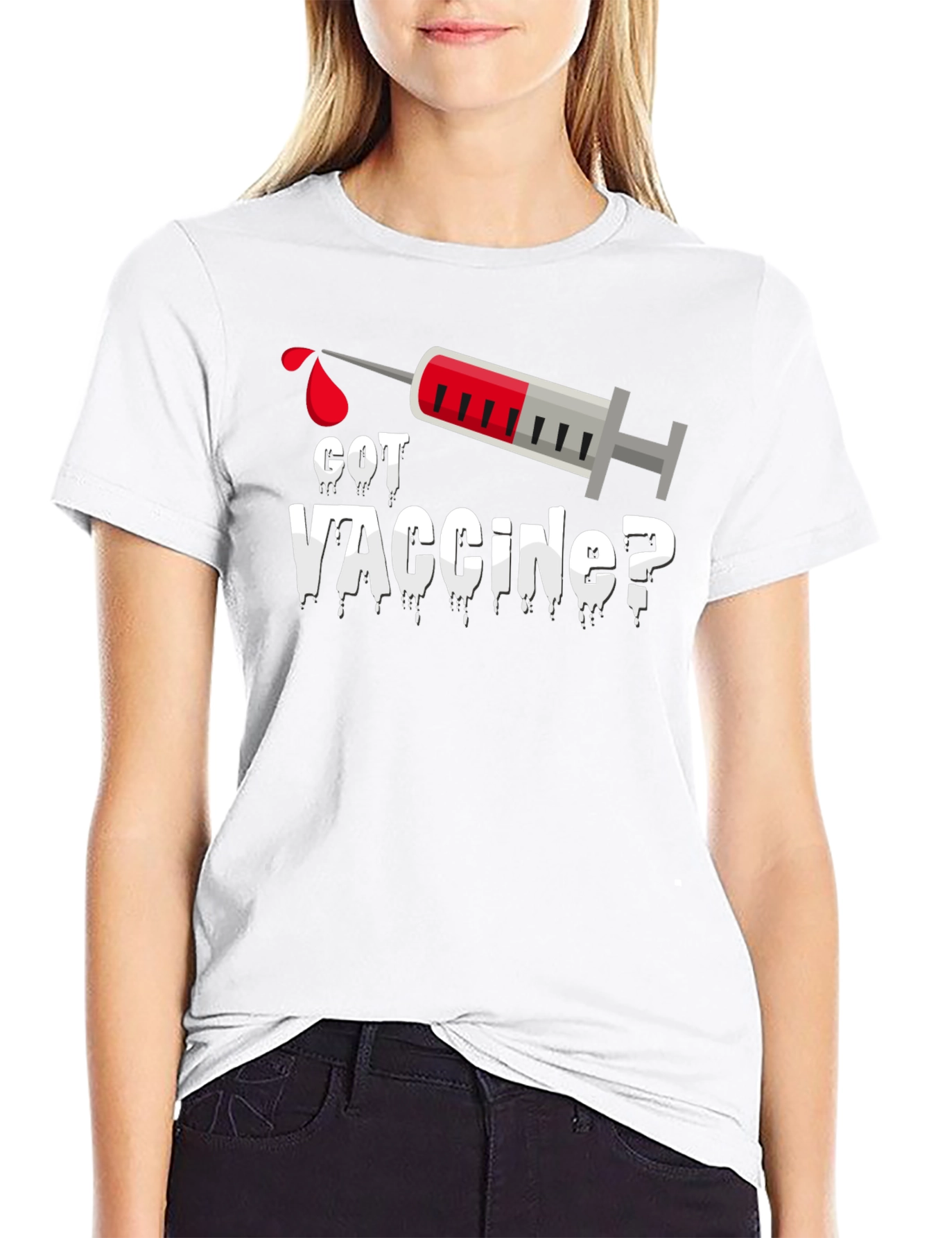 Got Vaccine? Black T-Shirt with Syringe Design
