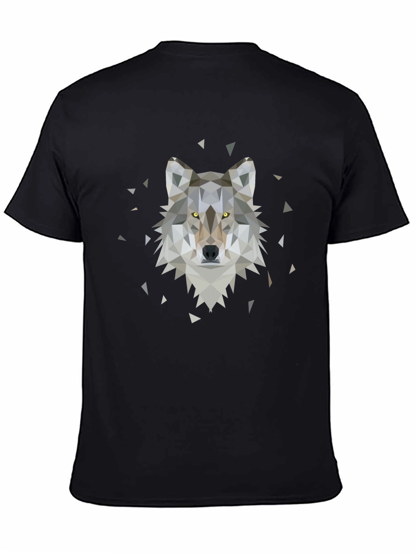 Geometric Wolf Graphic Tee - Black