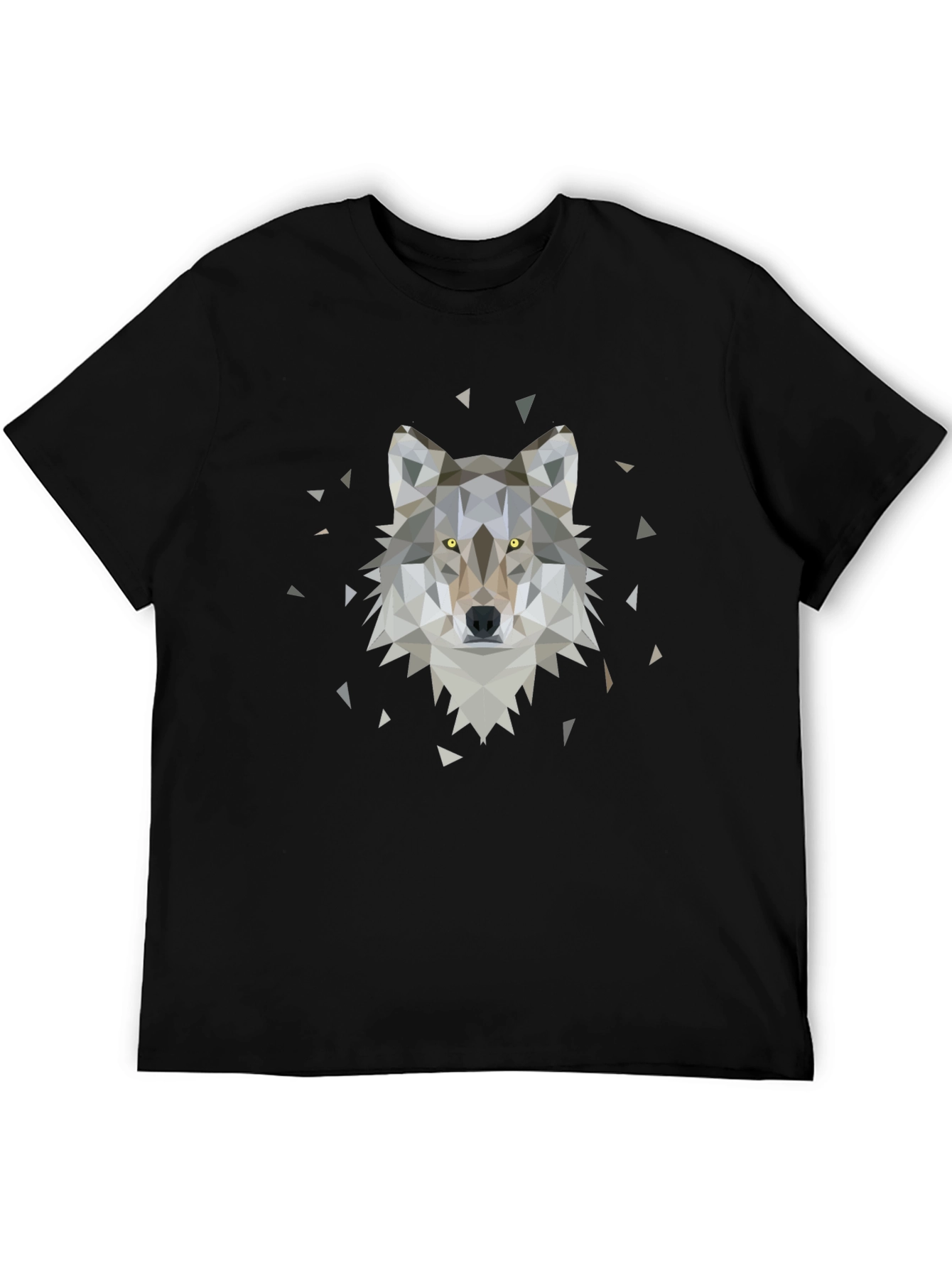 Geometric Wolf Graphic Tee - Black