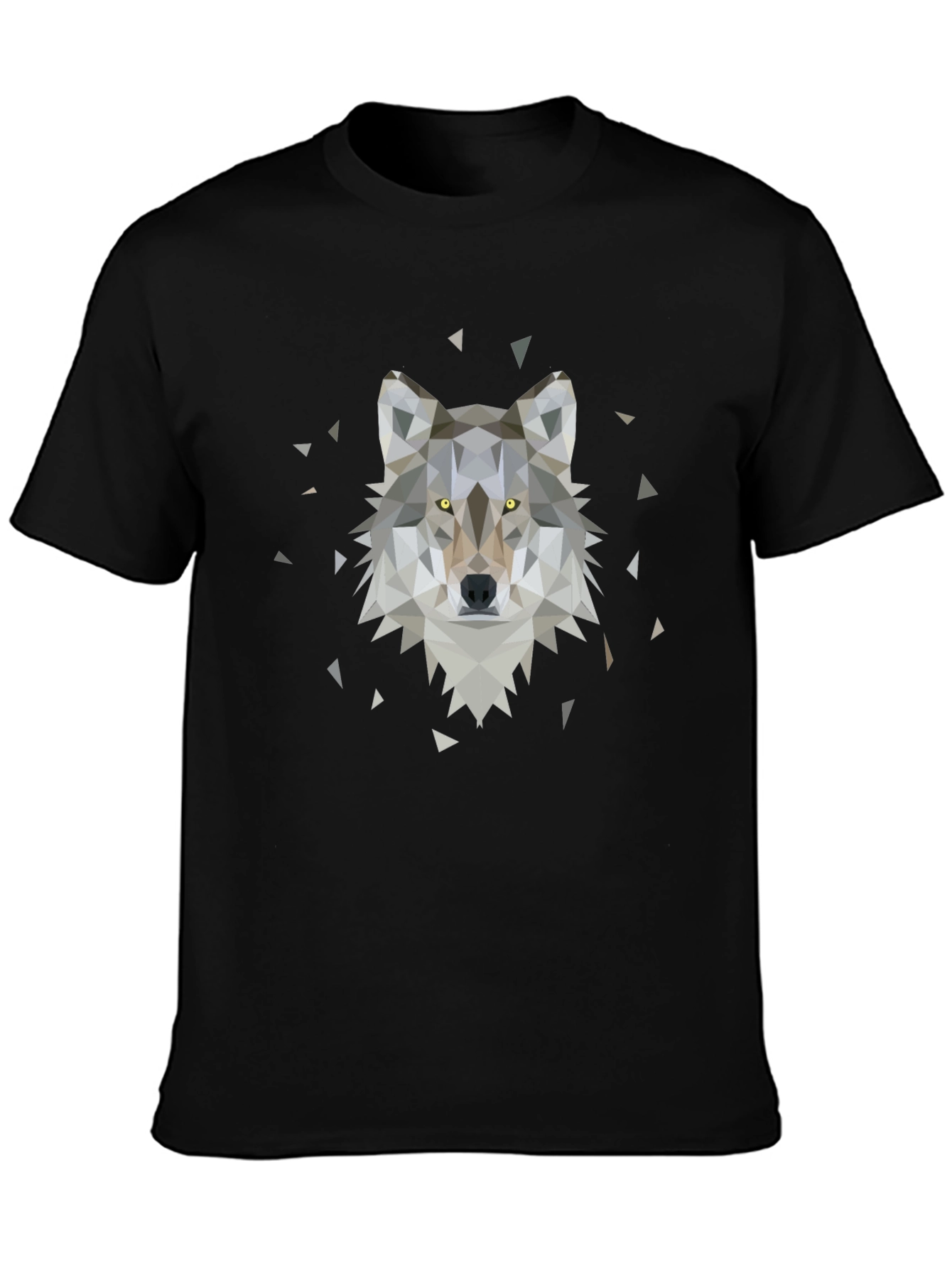 Geometric Wolf Graphic Tee - Black