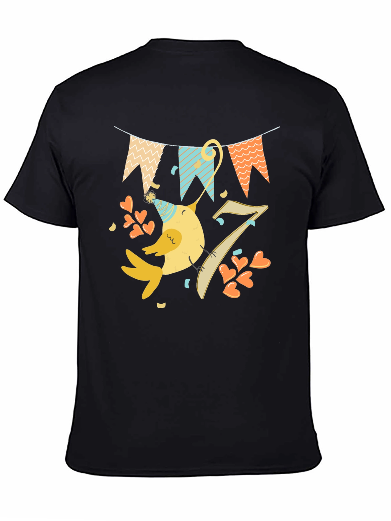 Fun Birthday Bird Graphic Tee - Seventh Birthday Shirt