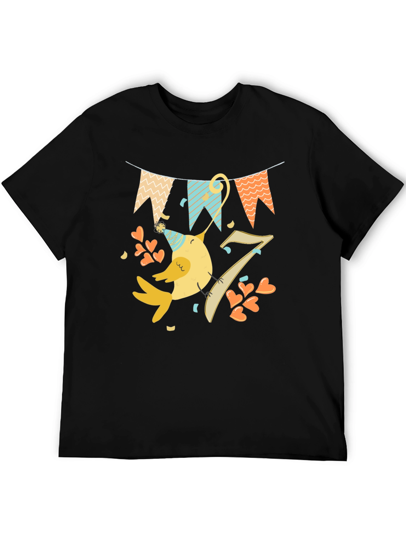 Fun Birthday Bird Graphic Tee - Seventh Birthday Shirt