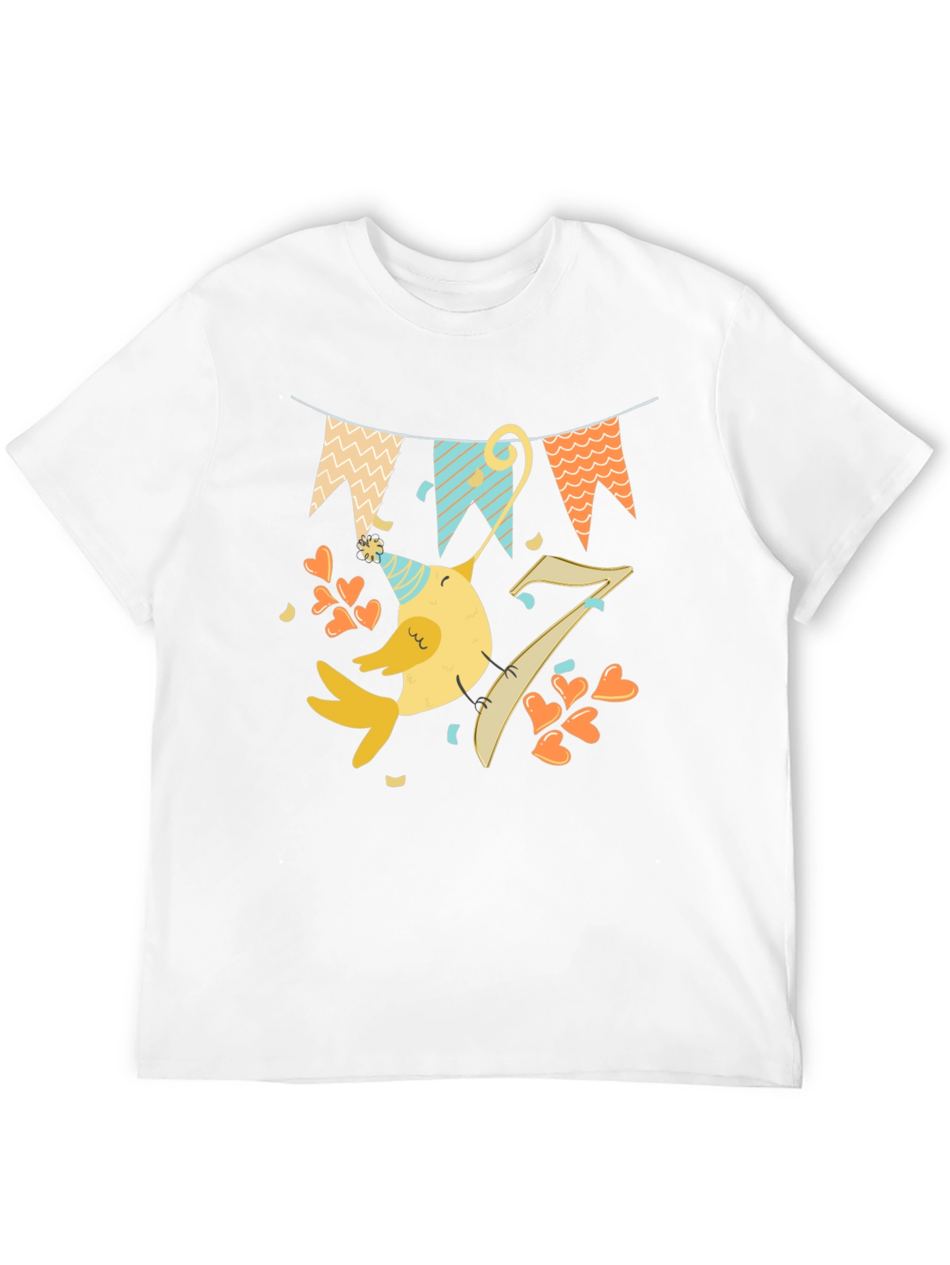 Fun Birthday Bird Graphic Tee - Seventh Birthday Shirt