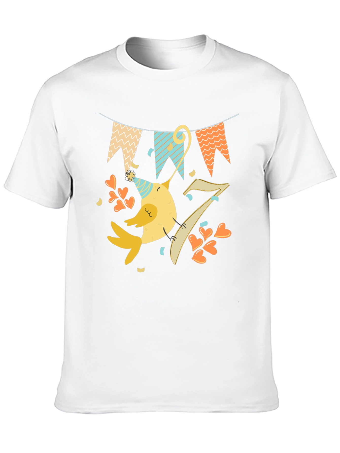 Fun Birthday Bird Graphic Tee - Seventh Birthday Shirt