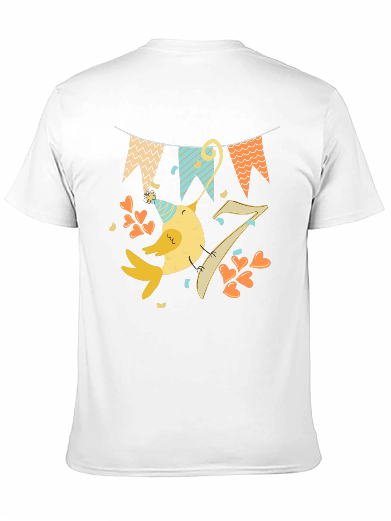 Fun Birthday Bird Graphic Tee - Seventh Birthday Shirt