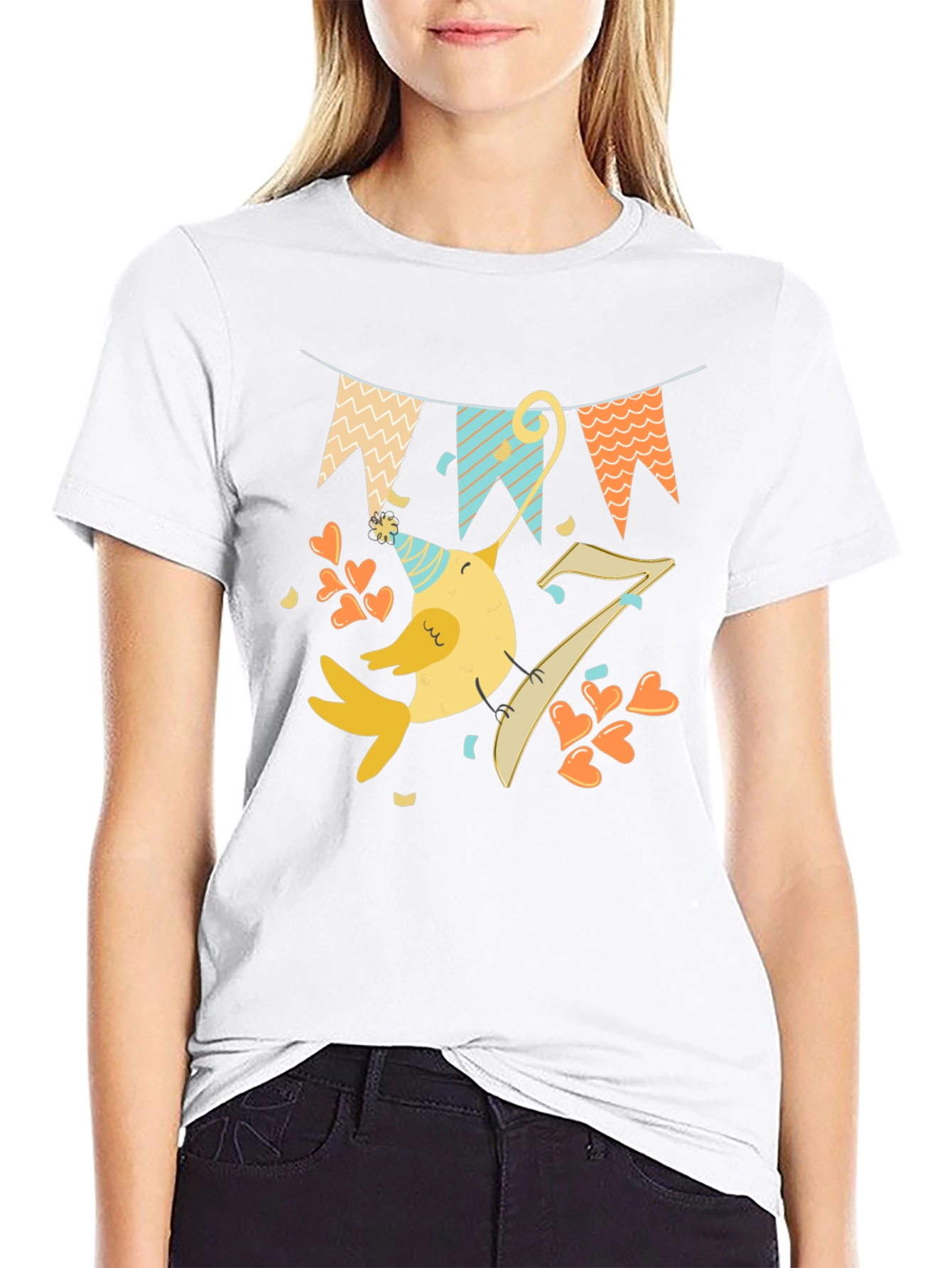 Fun Birthday Bird Graphic Tee - Seventh Birthday Shirt