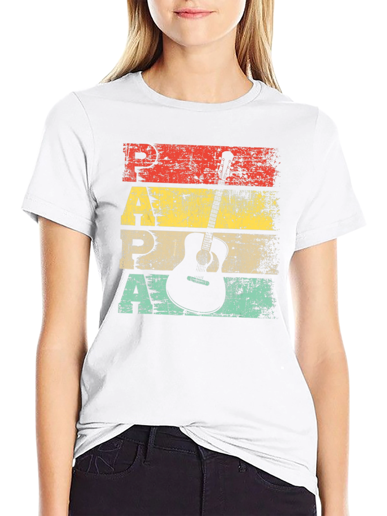 Retro Papa Guitar T-Shirt - Musician Fathers Day Tee