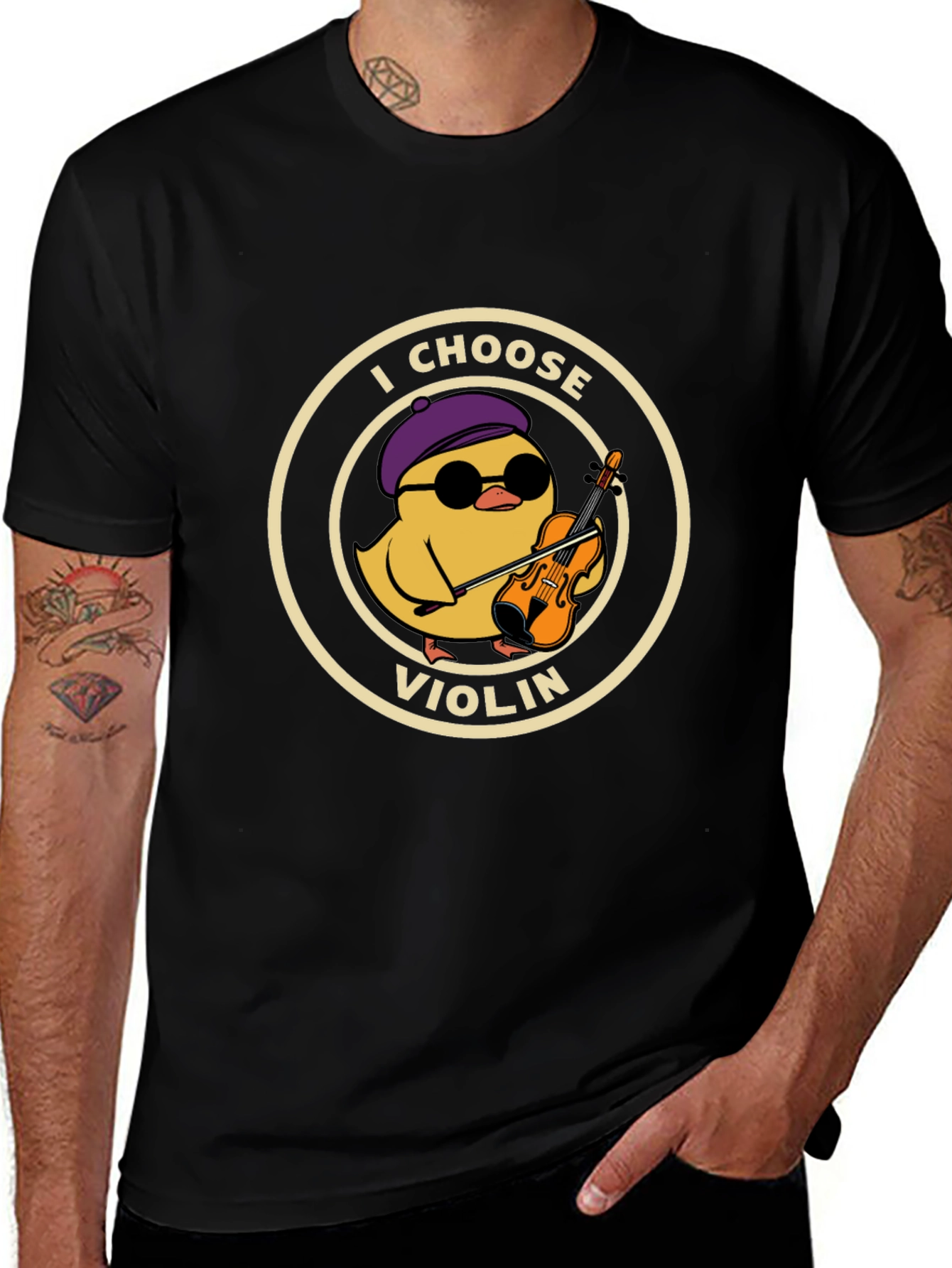 I Choose Violin Black T-Shirt - Music Lover Tee