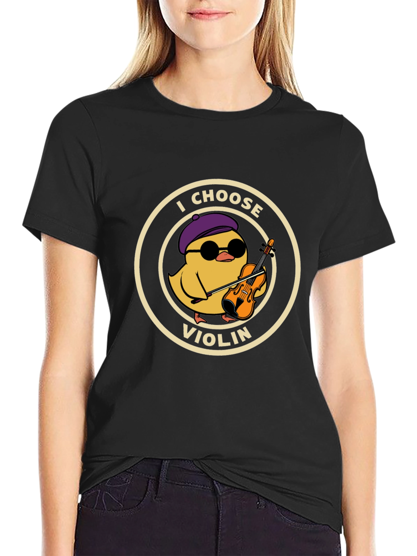 I Choose Violin Black T-Shirt - Music Lover Tee