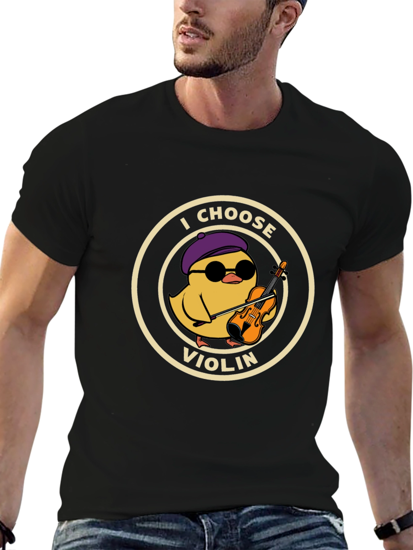 I Choose Violin Black T-Shirt - Music Lover Tee