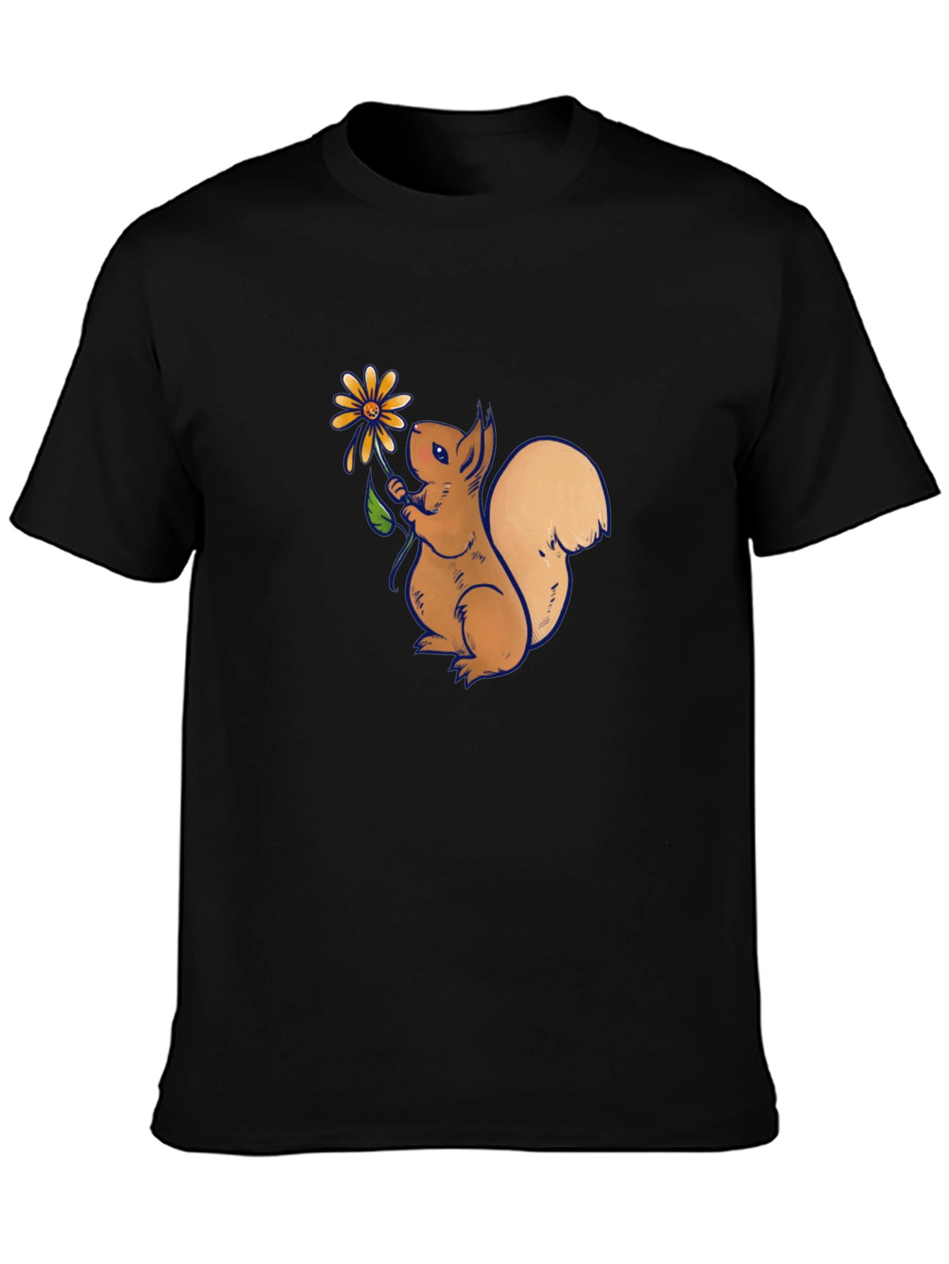 Squirrel Holding Flower Graphic T-Shirt