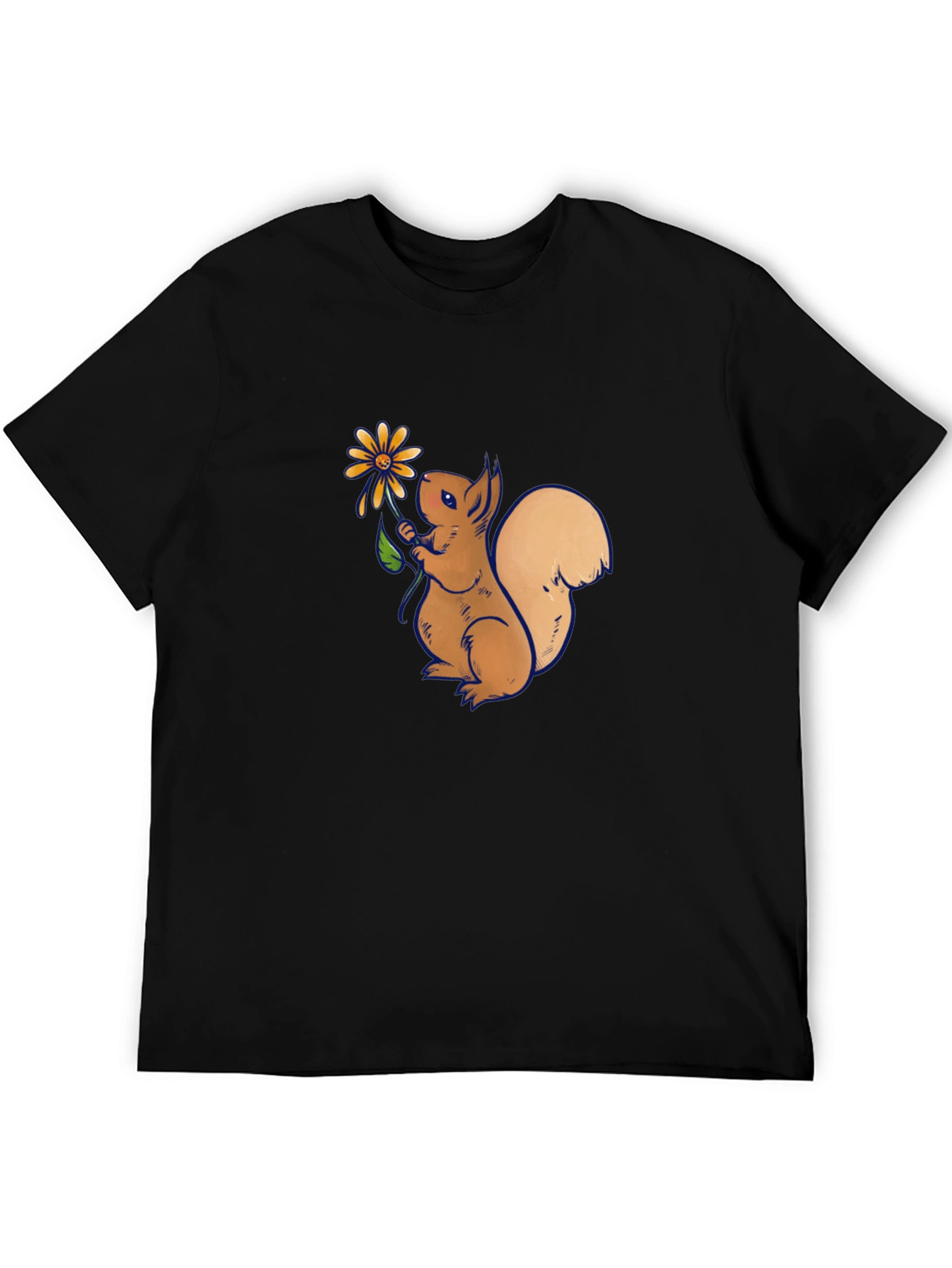 Squirrel Holding Flower Graphic T-Shirt
