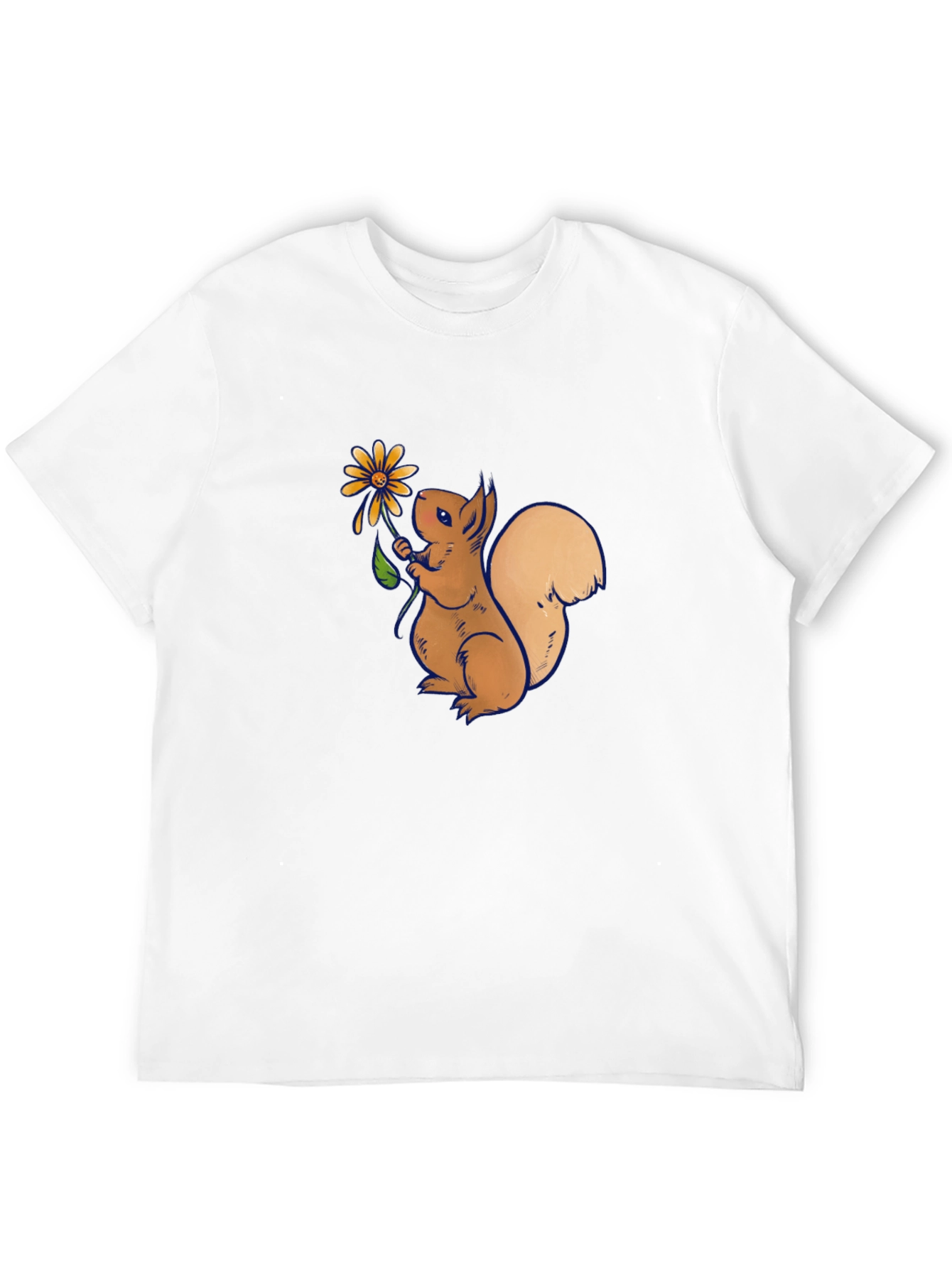 Squirrel Holding Flower Graphic T-Shirt