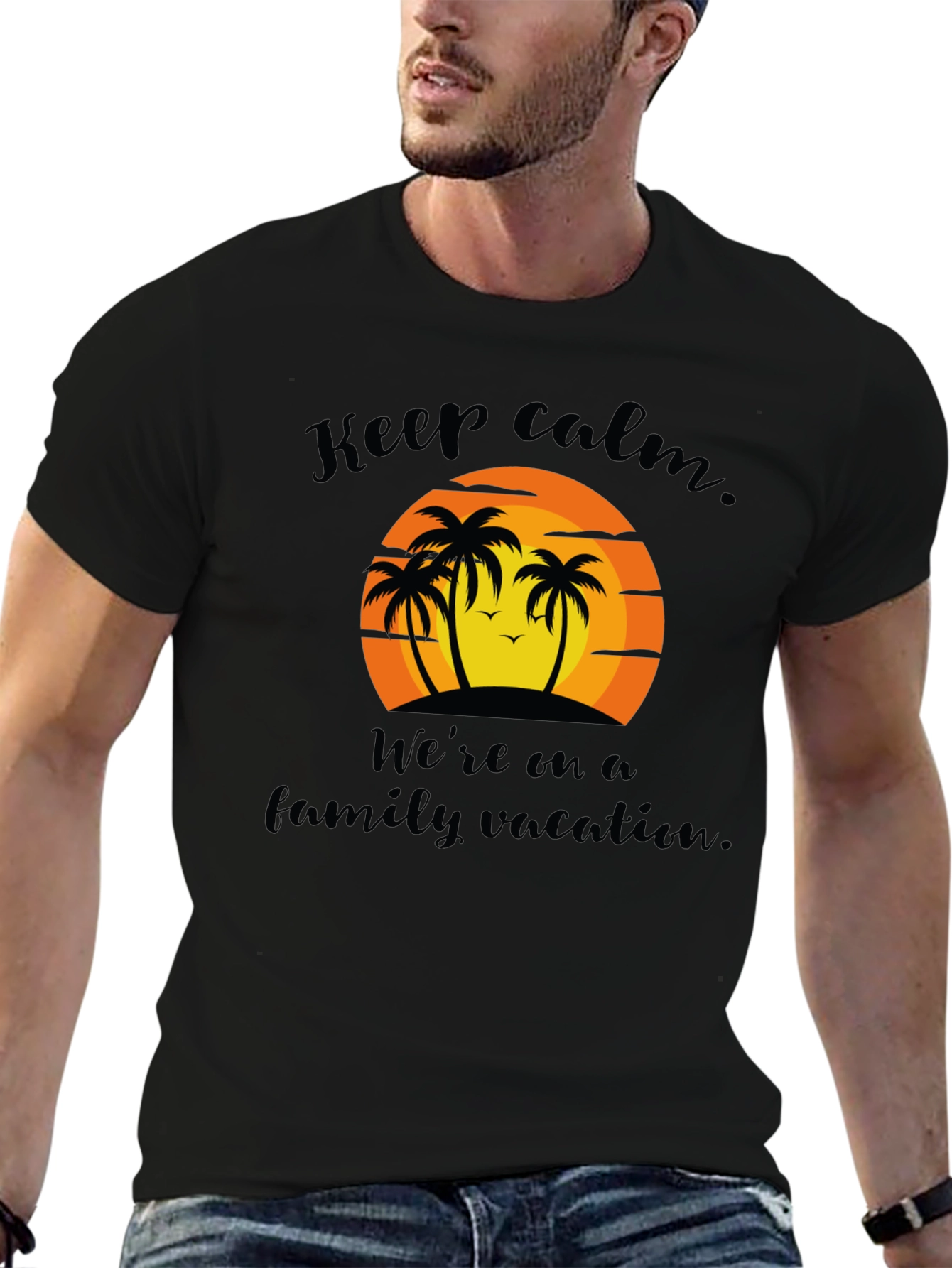 Keep Calm Family Vacation Black T-Shirt