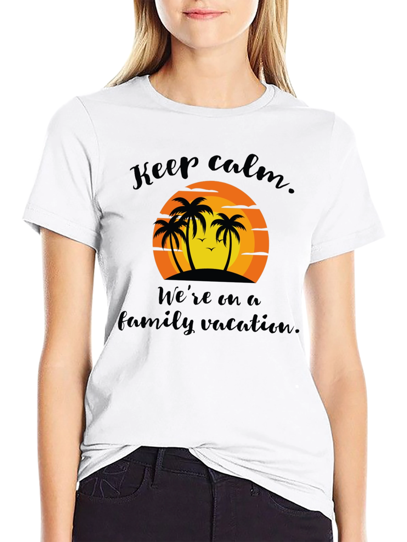 Keep Calm Family Vacation Black T-Shirt